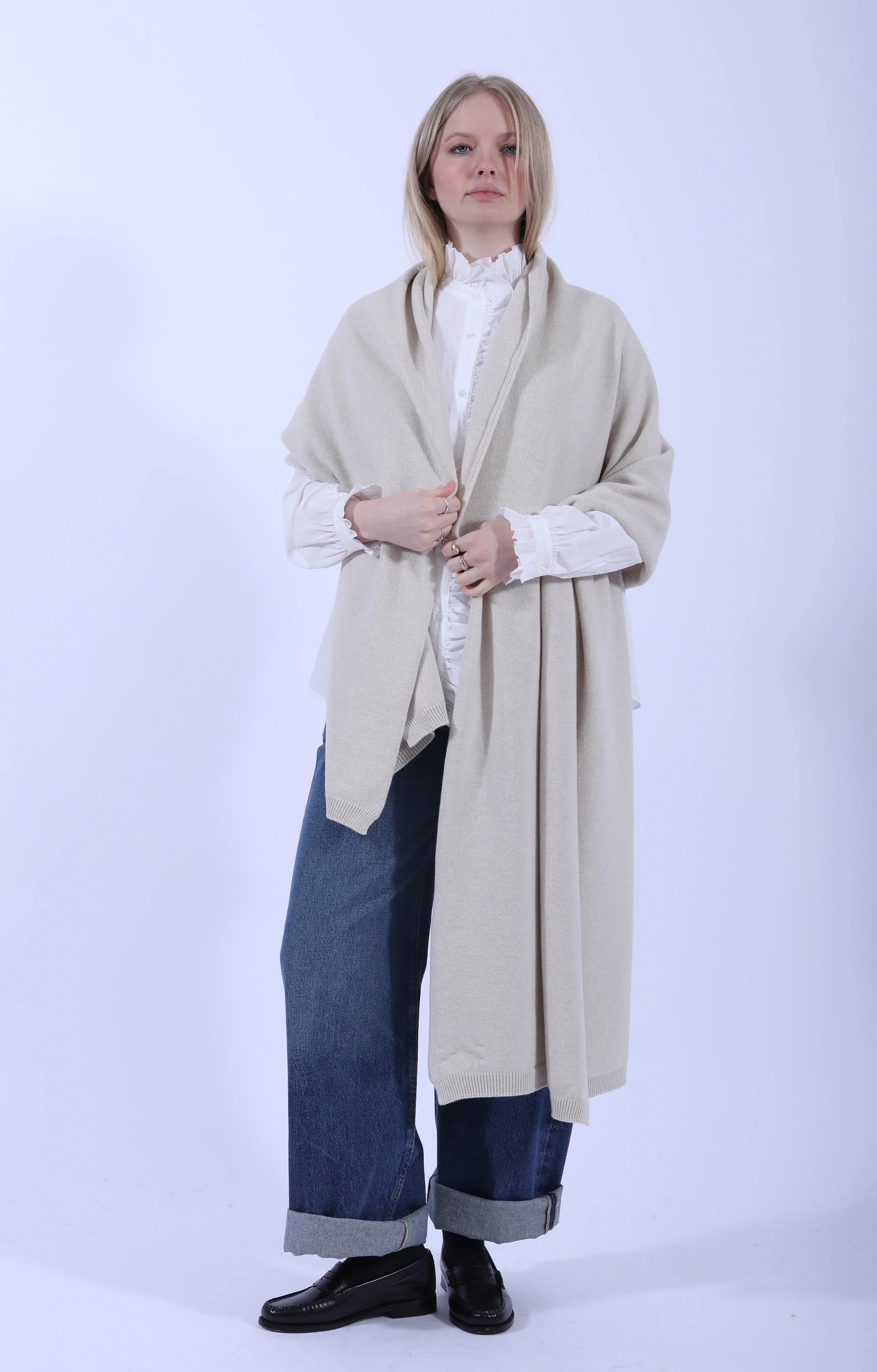 Selvedge Rib Scarf Crema