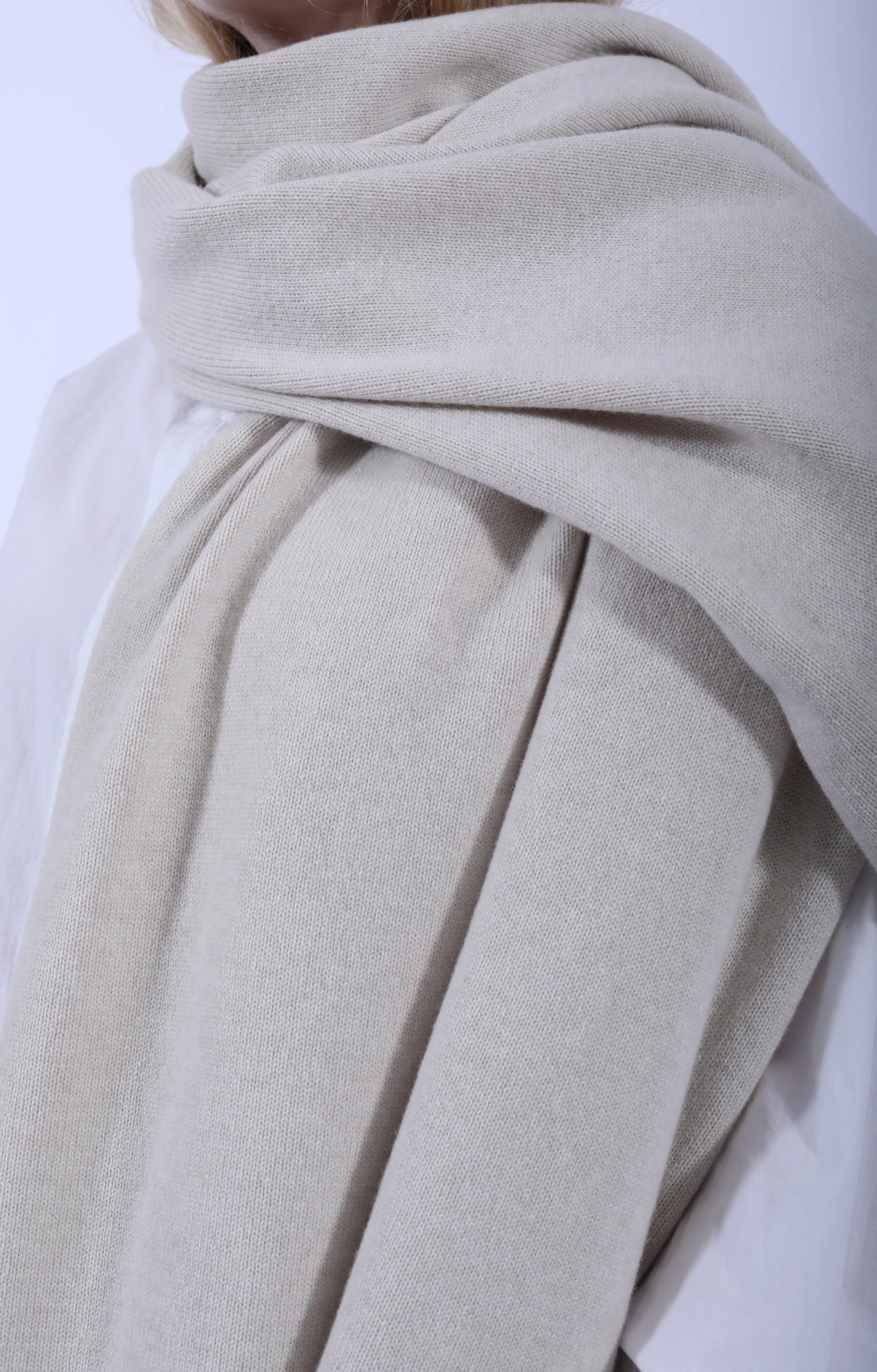 Selvedge Rib Scarf Crema