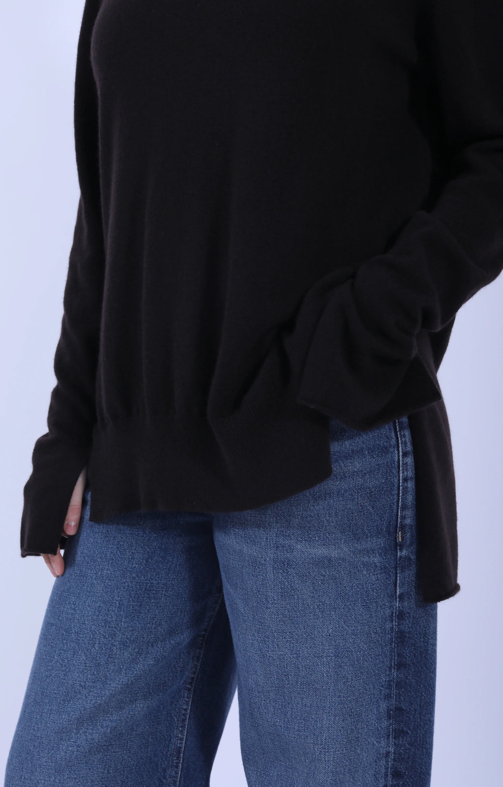 Side Split Roll Neck Dark Brown