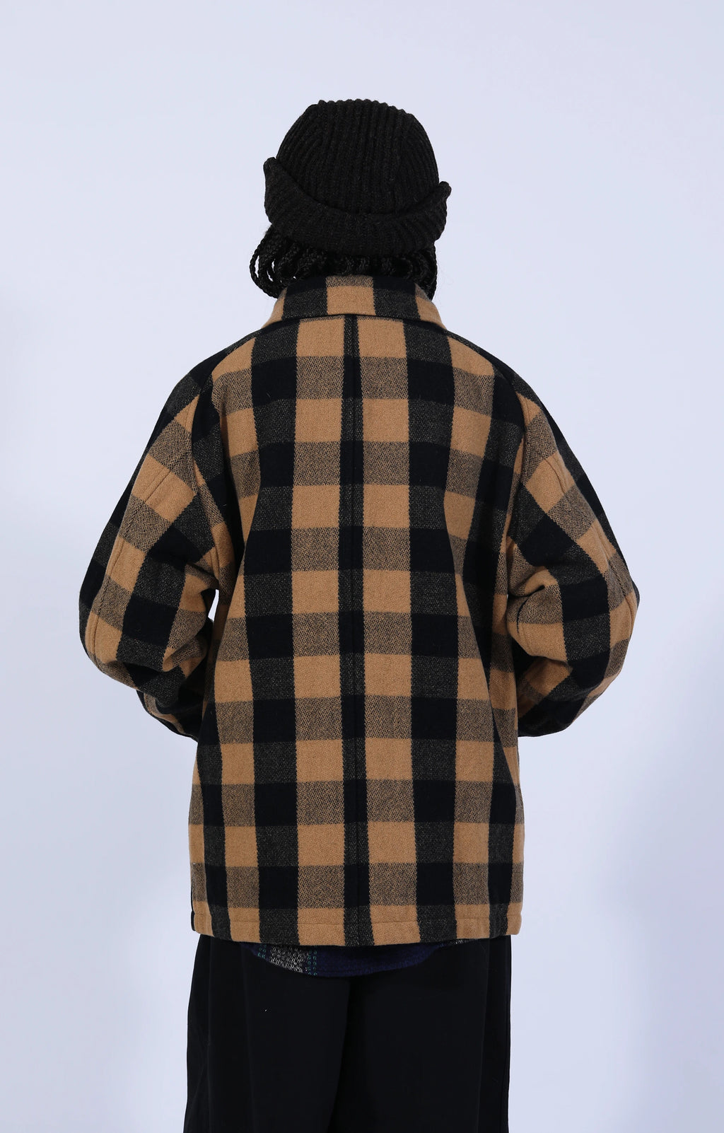 Round Collar Jacket Buffalo Plaid Yellow