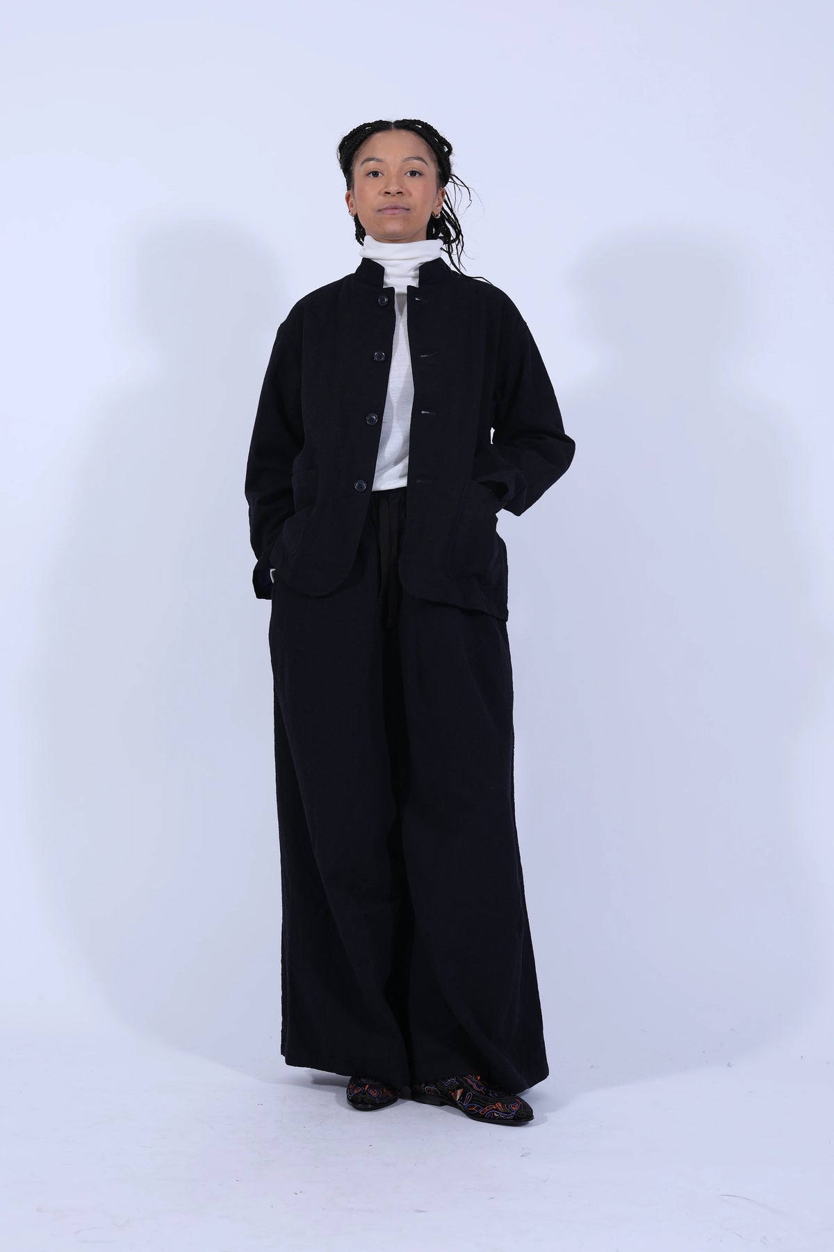 H.D. Baggy Pant Wool Jq. Dk.Navy
