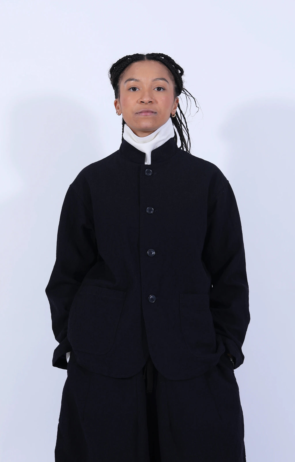 Stand Collar Jacket Wool Jq. Dk. Navy