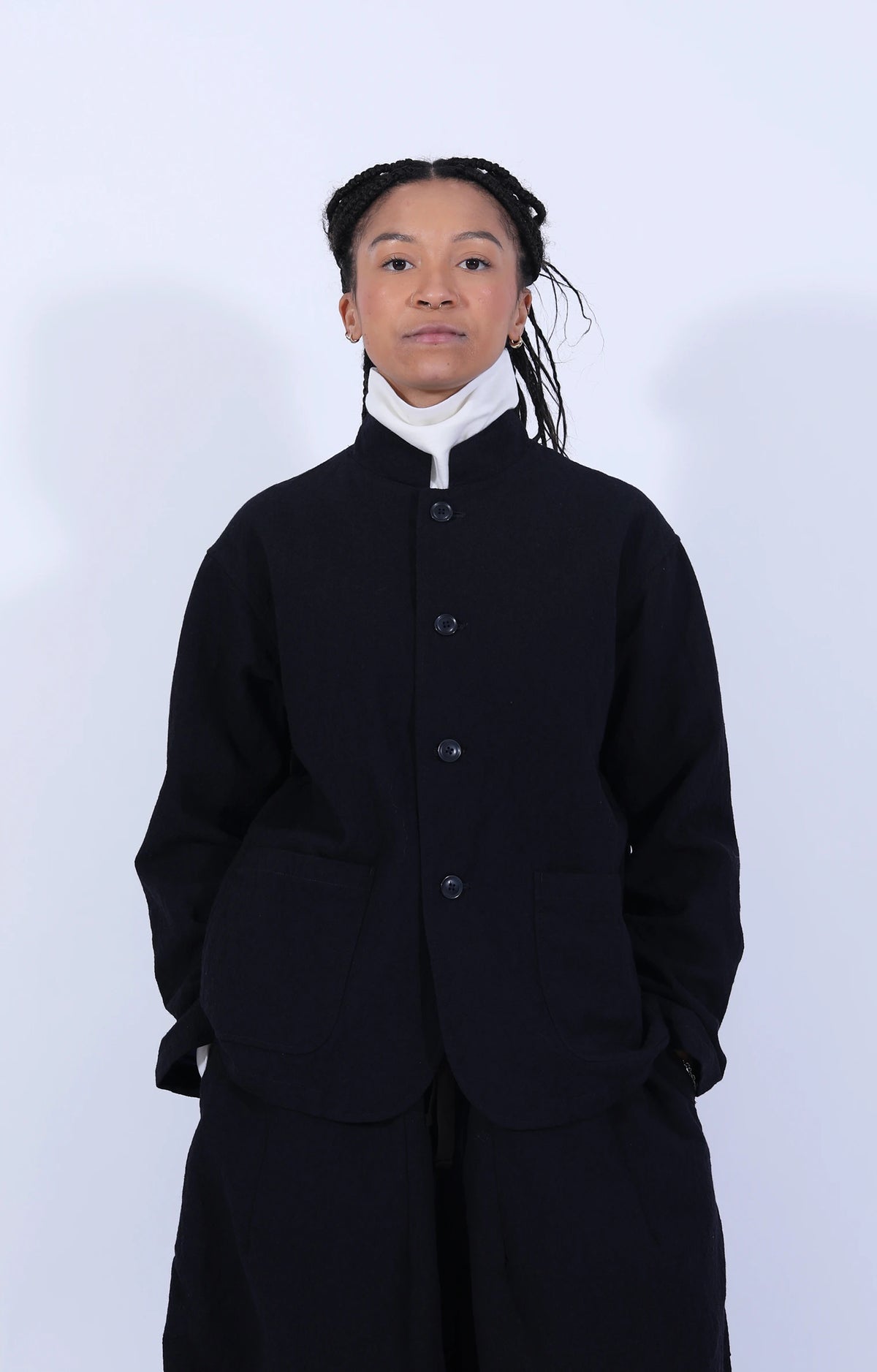 Stand Collar Jacket Wool Jq. Dk. Navy