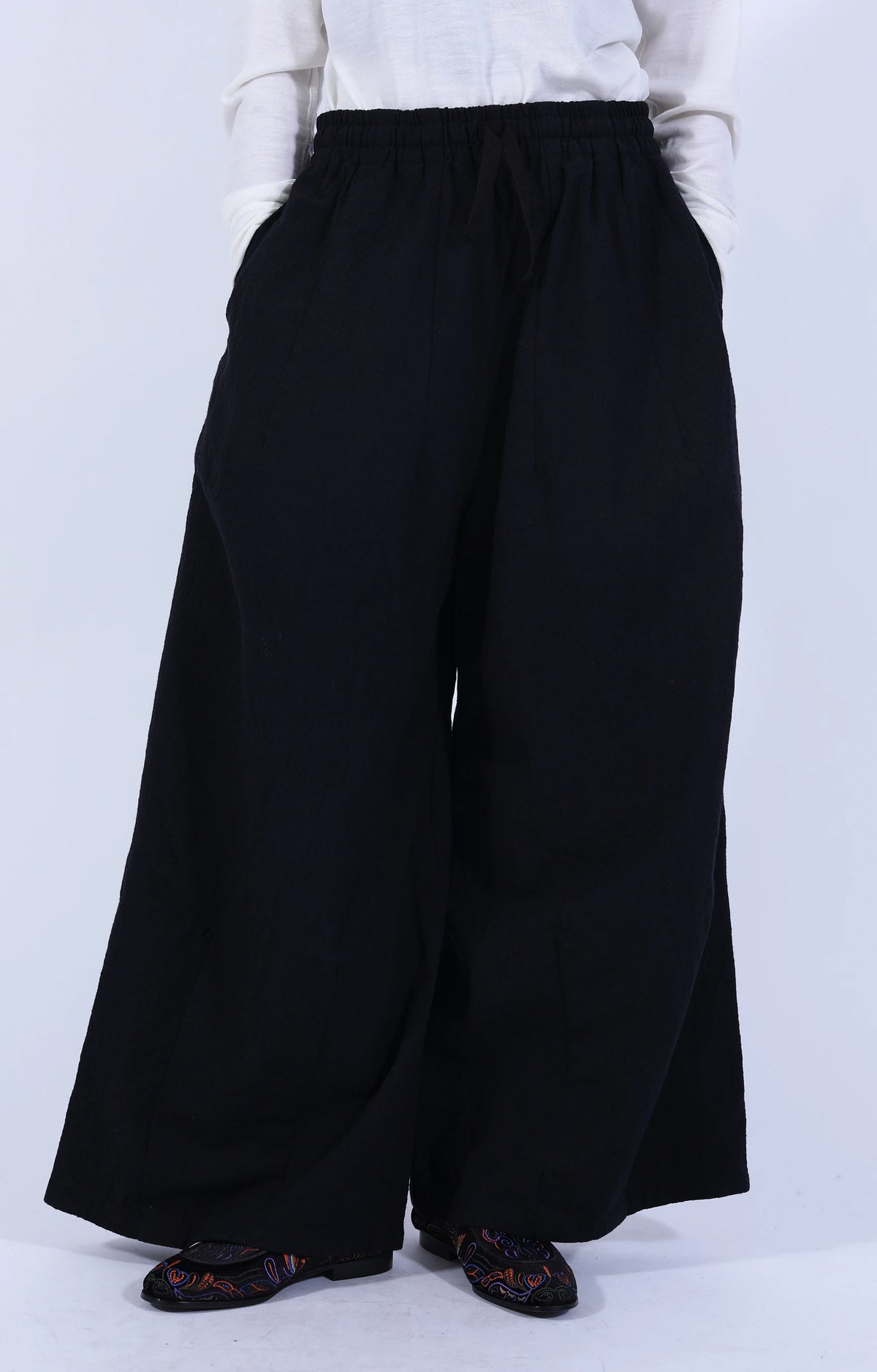 H.D. Baggy Pant Wool Jq. Dk.Navy