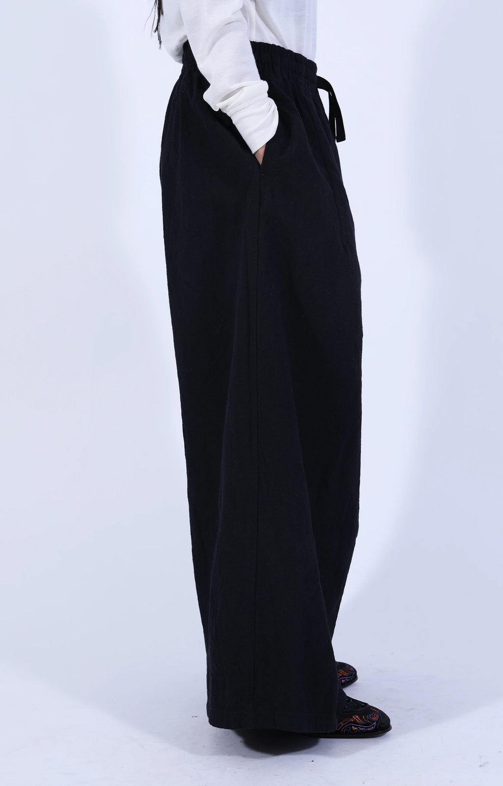H.D. Baggy Pant Wool Jq. Dk.Navy