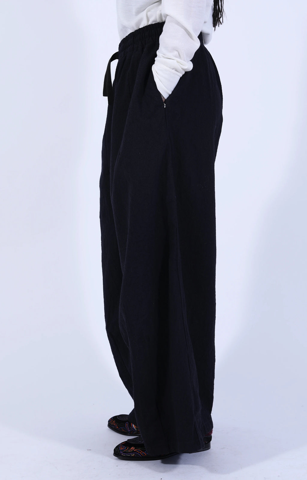 H.D. Baggy Pant Wool Jq. Dk.Navy