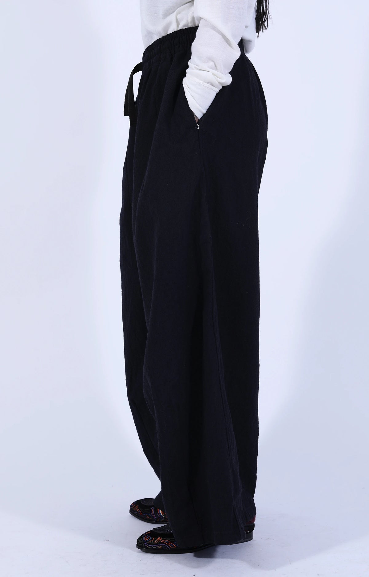 H.D. Baggy Pant Wool Jq. Dk.Navy