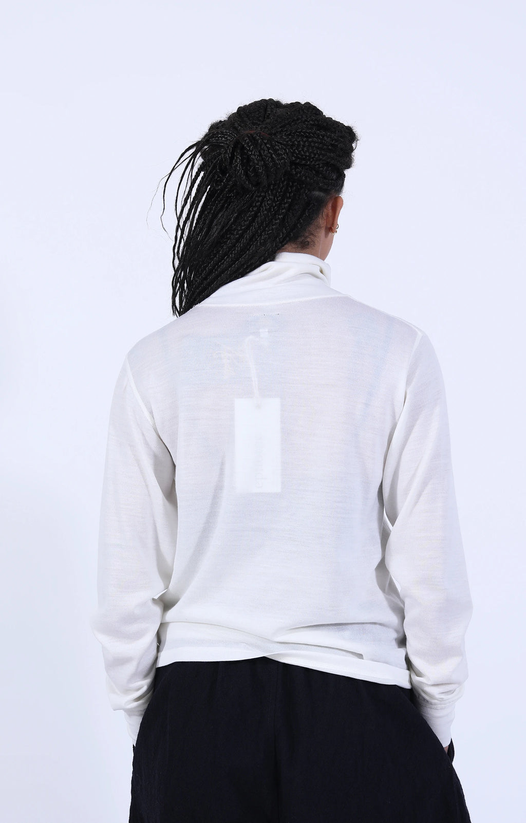 L/S High Neck Tee White