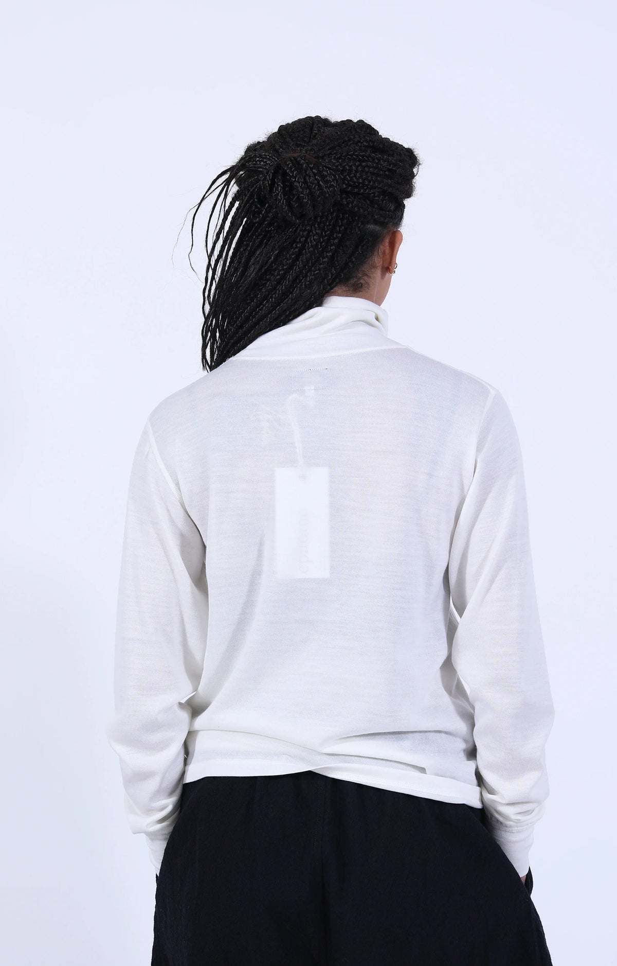 L/S High Neck Tee White