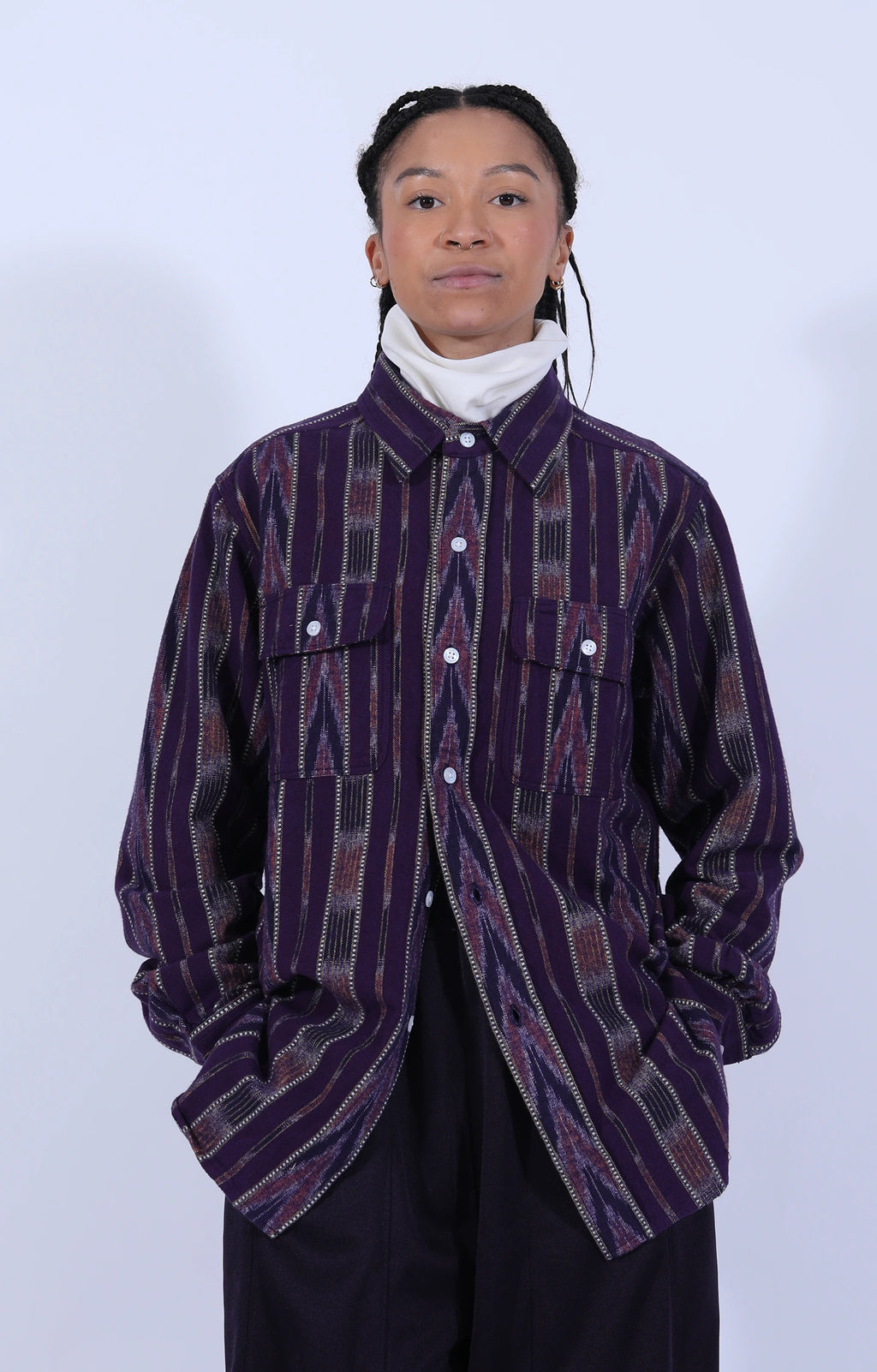 Work Shirt Ikat Stripe Purple/Orange