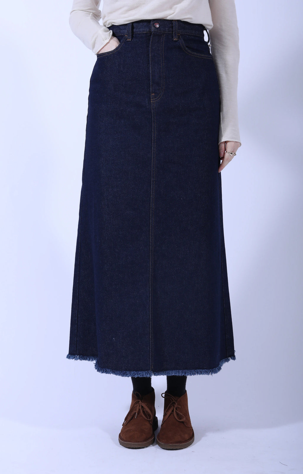 13oz Denim High Waist Maxi Skirt