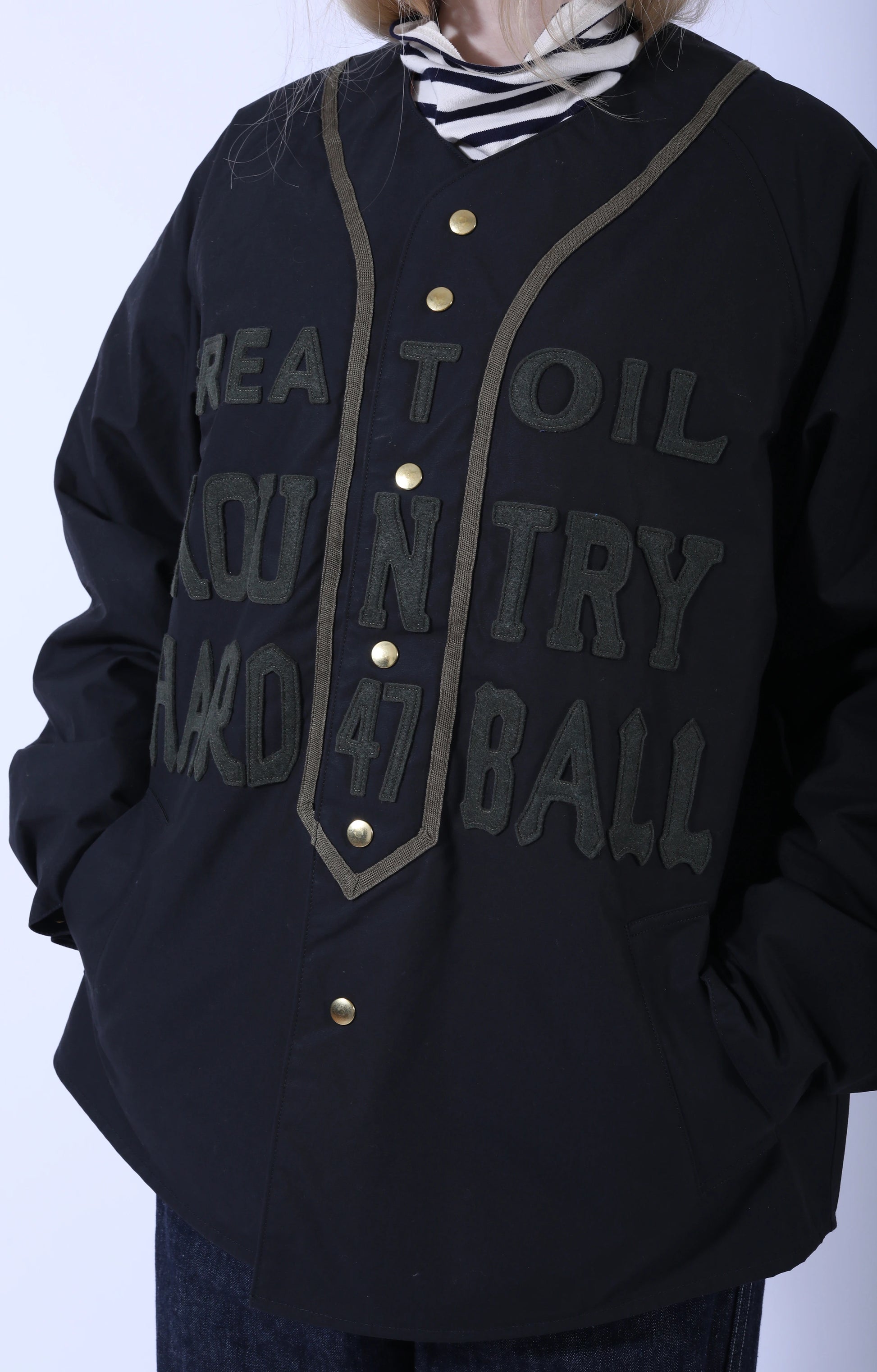 Weather Coating Baseball Blouson Black