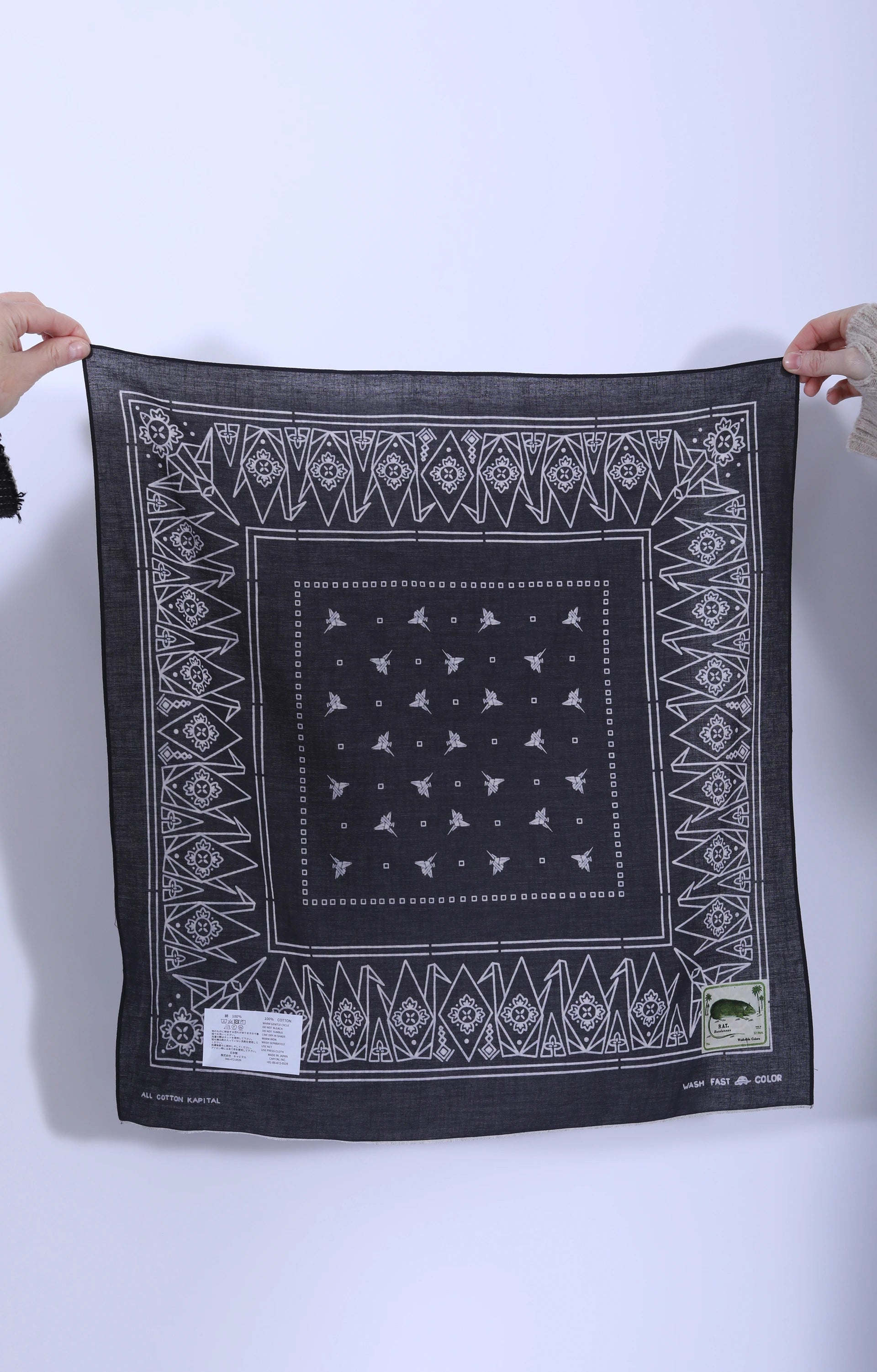 Fastcolor Selvedge Bandana (ORIGAMI) Black