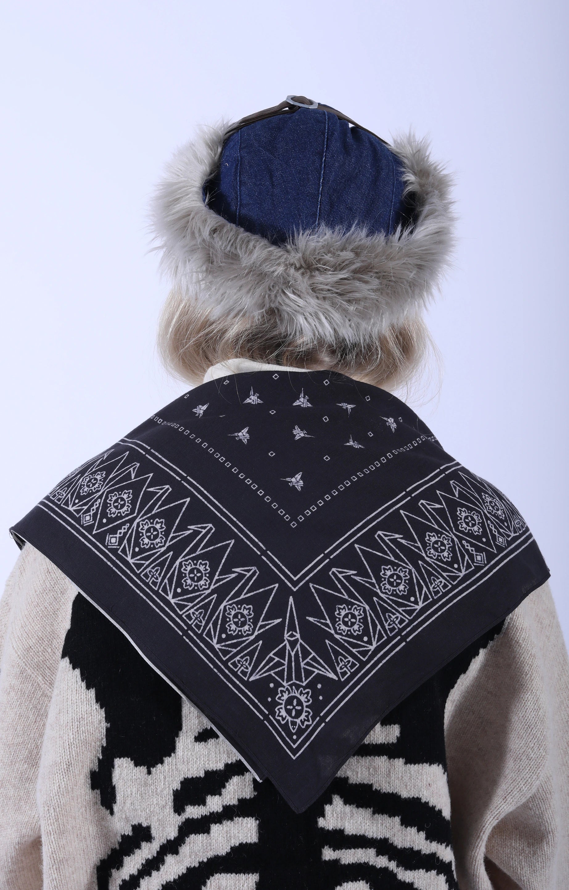 Fastcolor Selvedge Bandana (ORIGAMI) Black