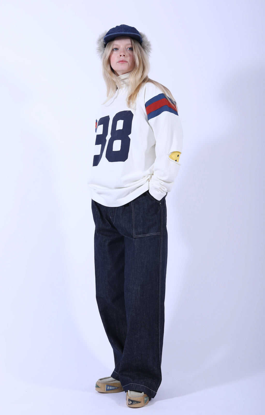 Dense Jersey Elbow-Rip Football T (88) White