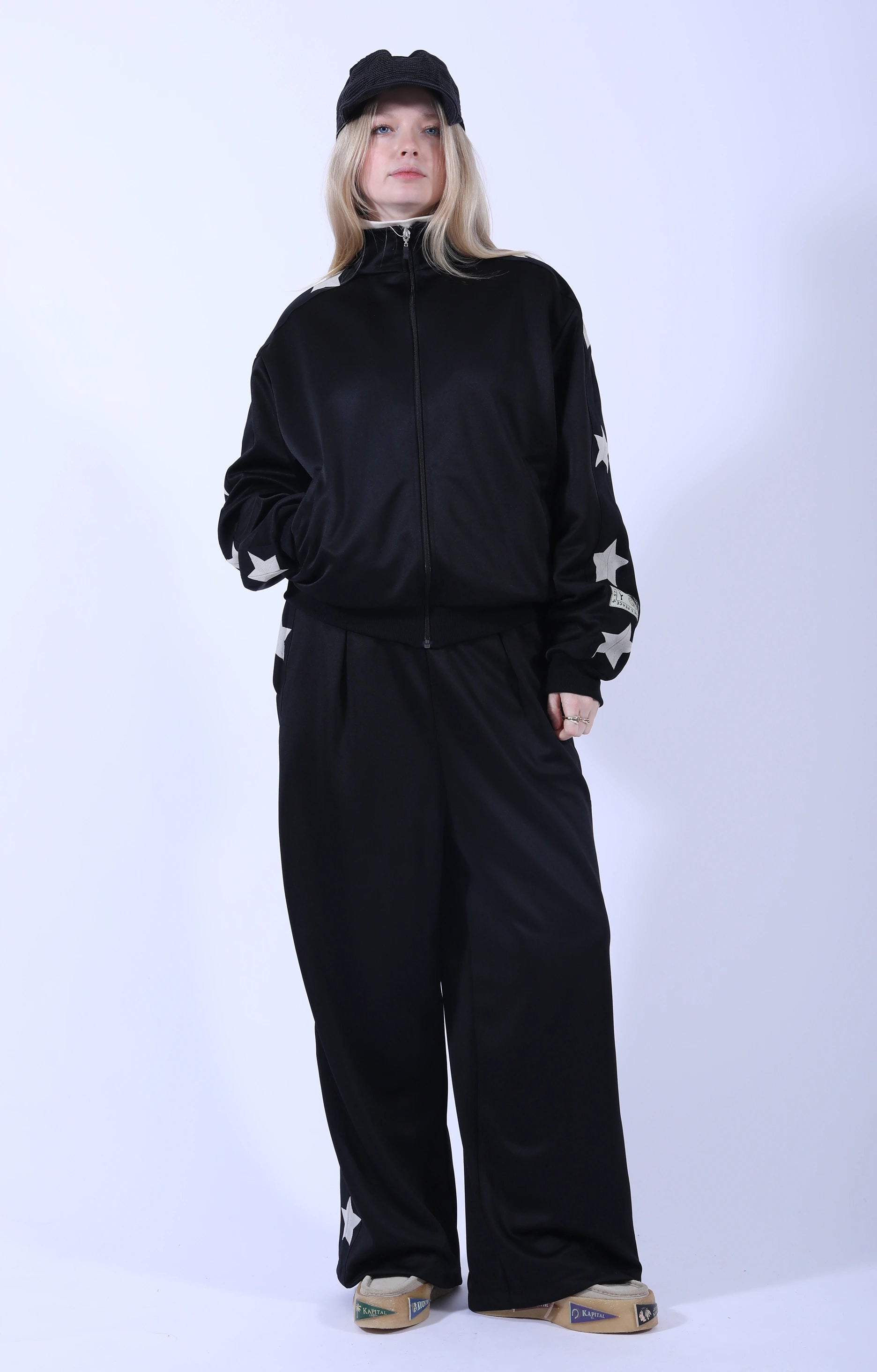 Smooth Jersey Standman Baggy Track Pants Black