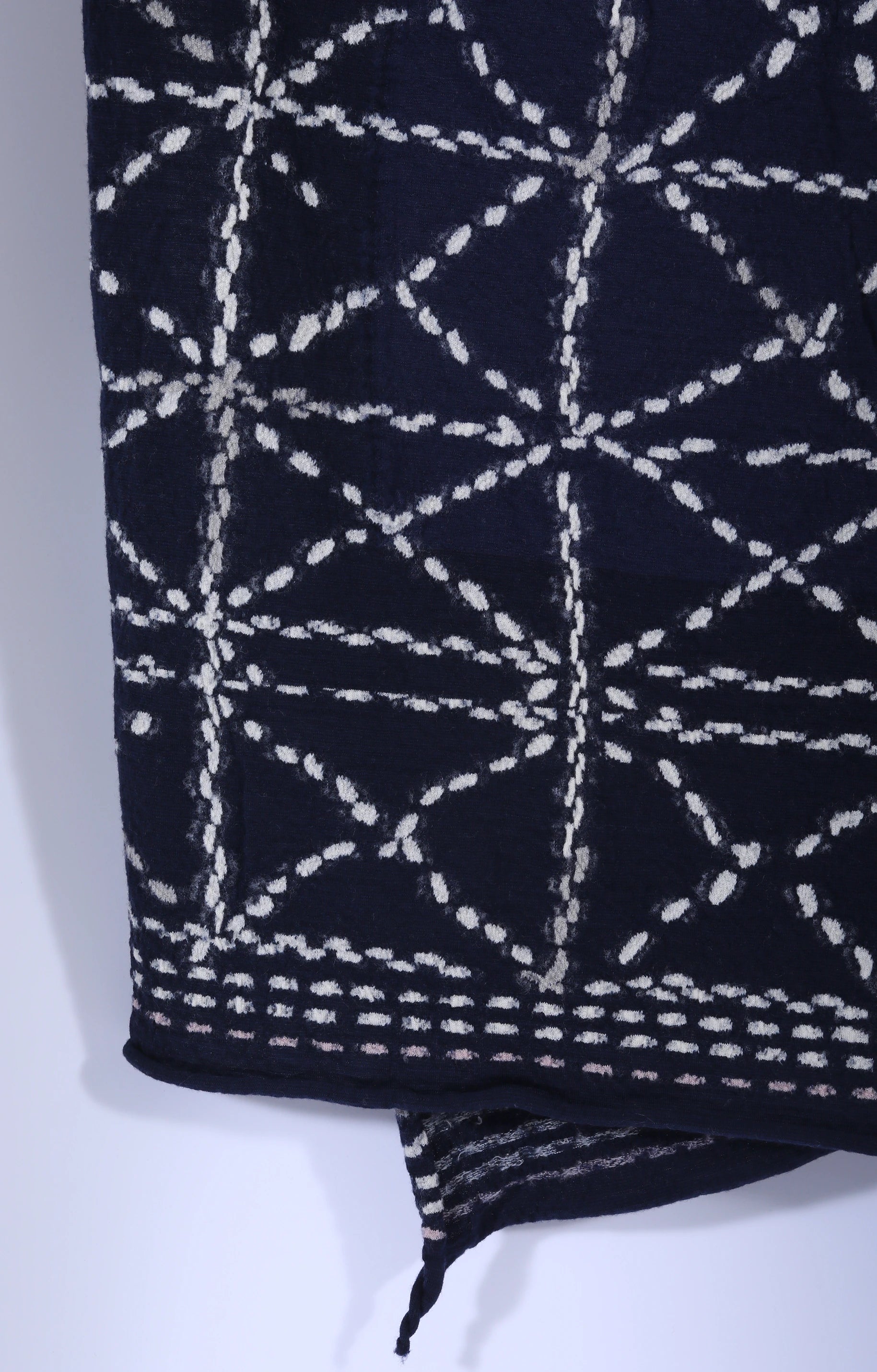 Fulling Wool Scarf SASHIKO Navy