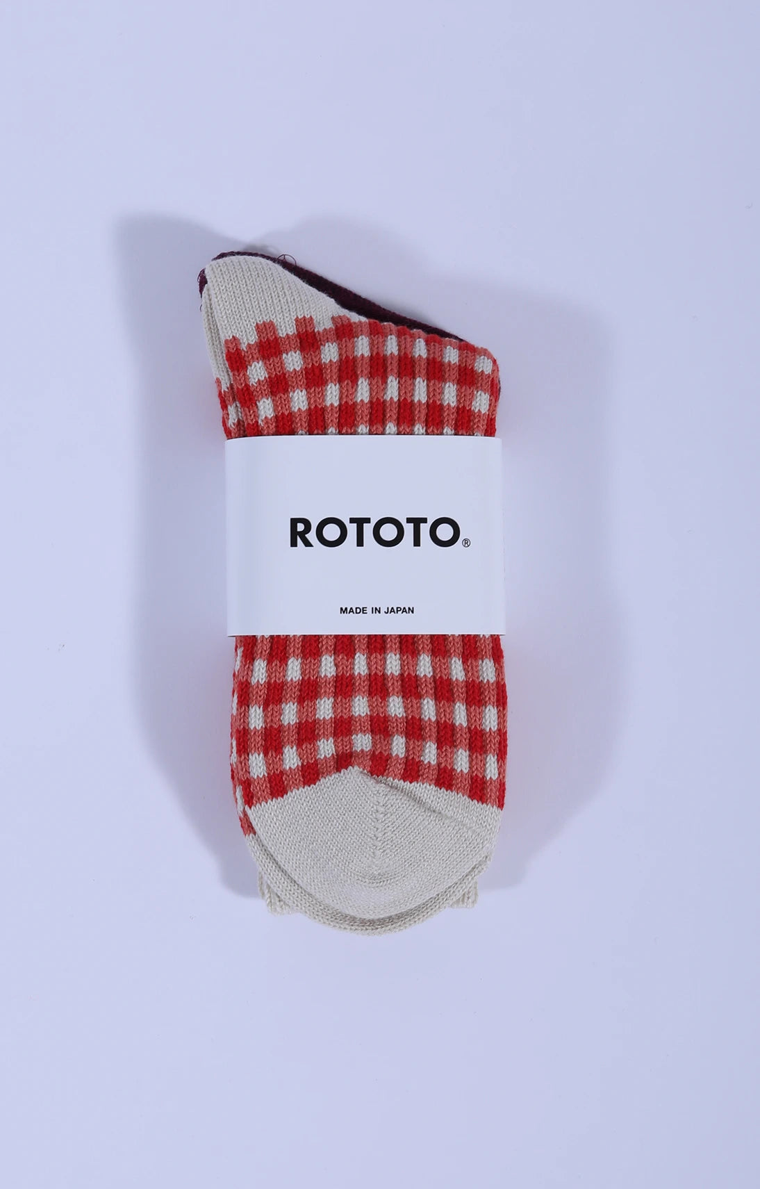 Gingham Check Sock Red
