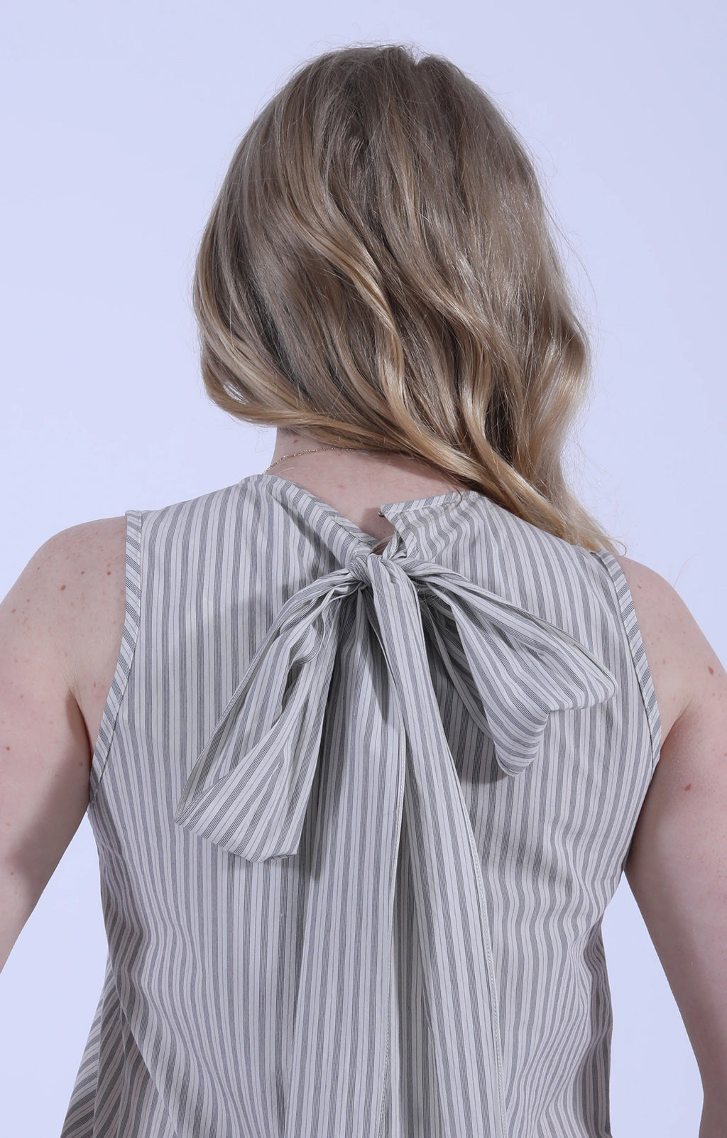 Isabella Dress Natural/Navy/Grey Stripe
