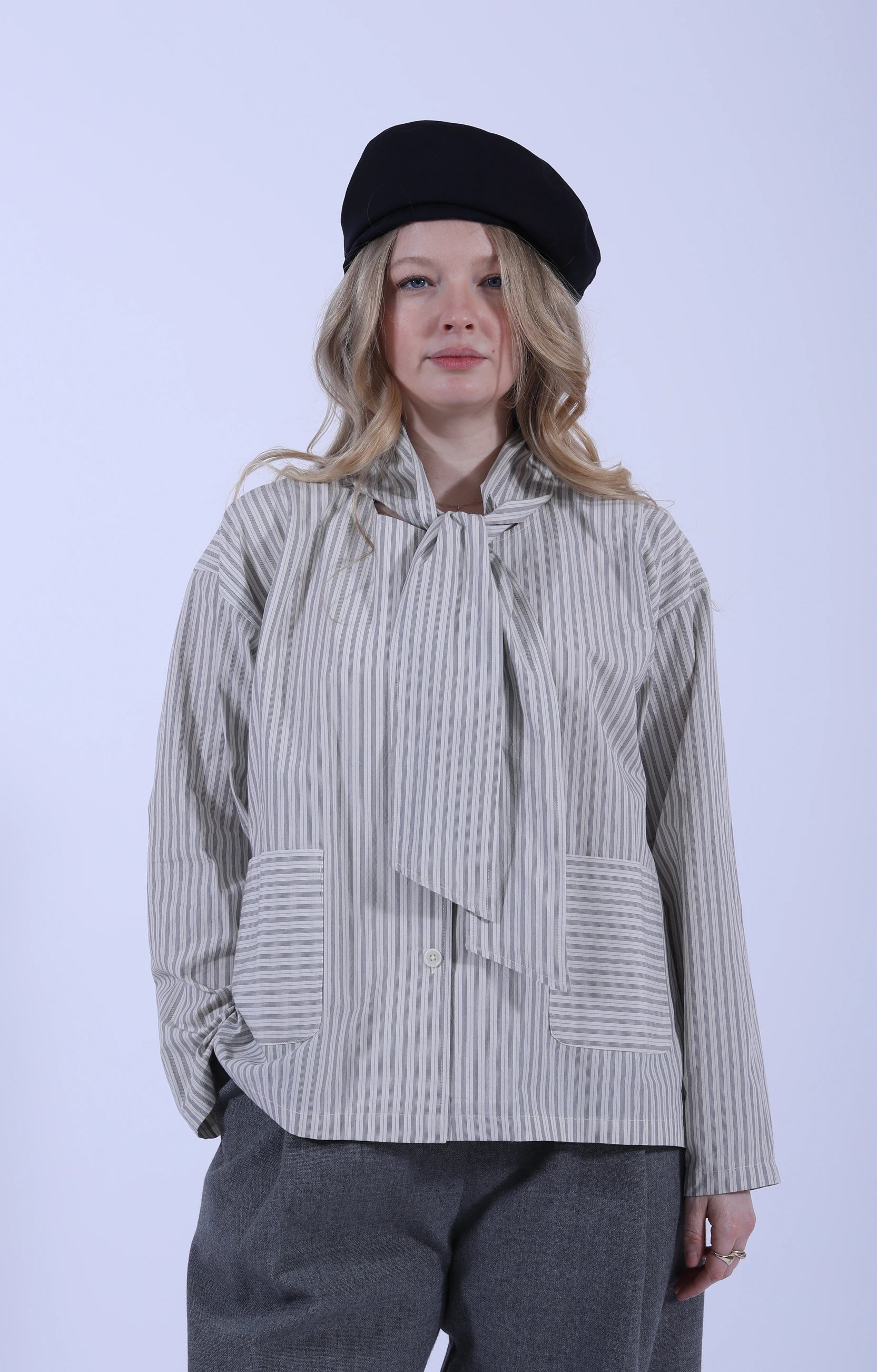 Dorothy Shirt Natural/Navy/Grey Stripe
