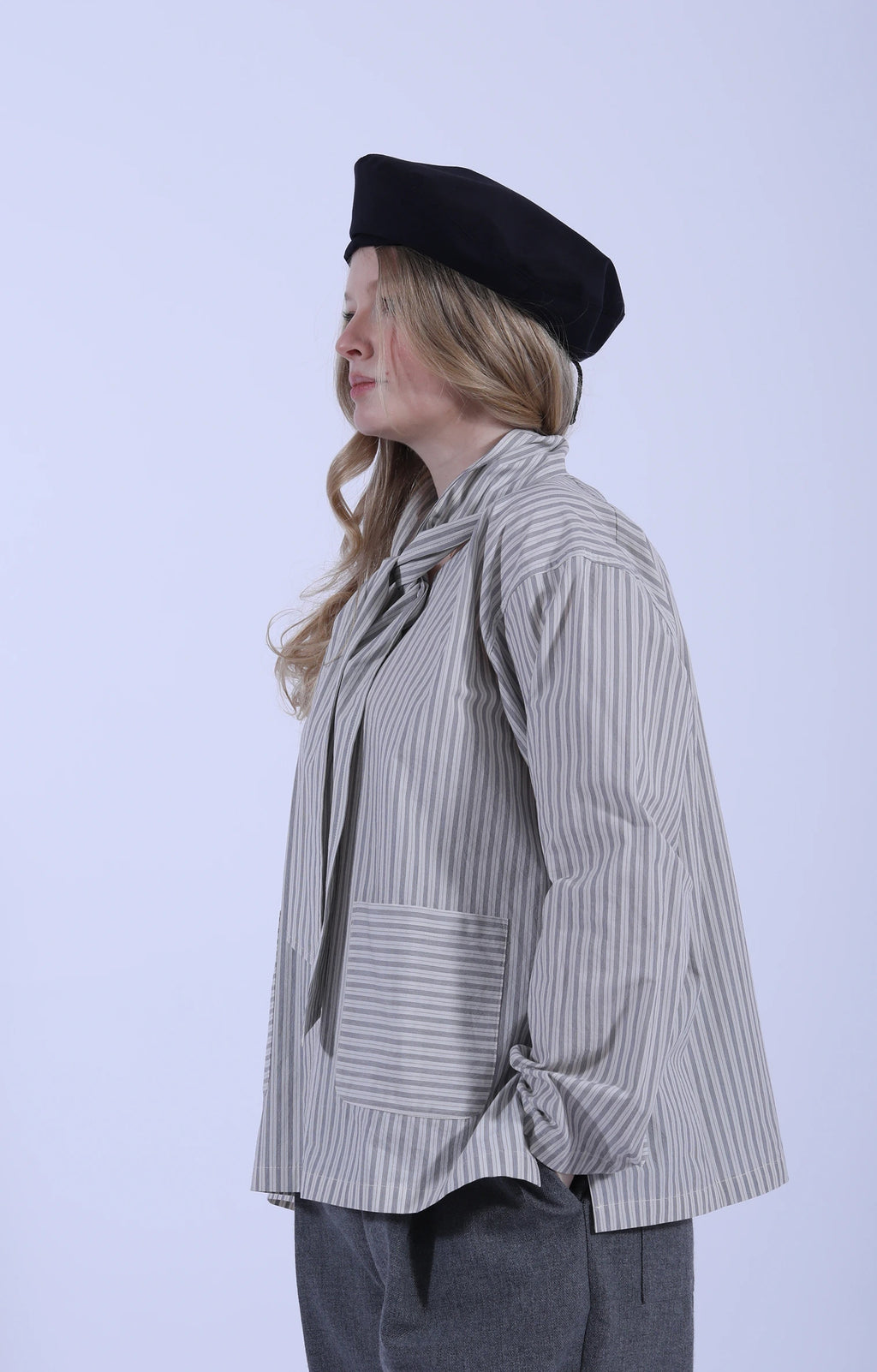 Dorothy Shirt Natural/Navy/Grey Stripe