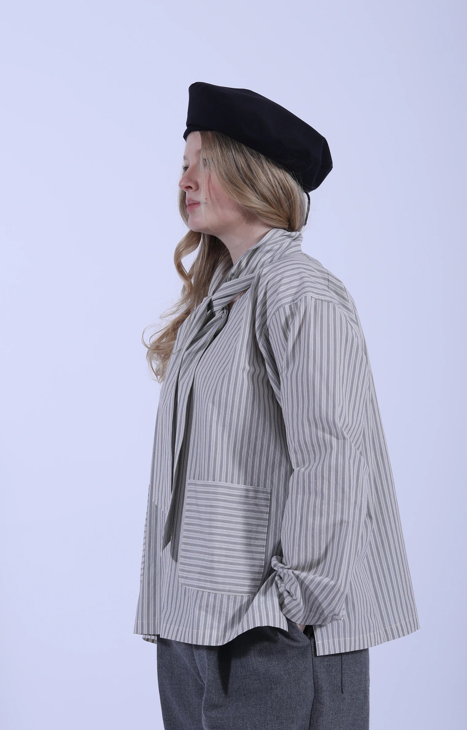 Dorothy Shirt Natural/Navy/Grey Stripe