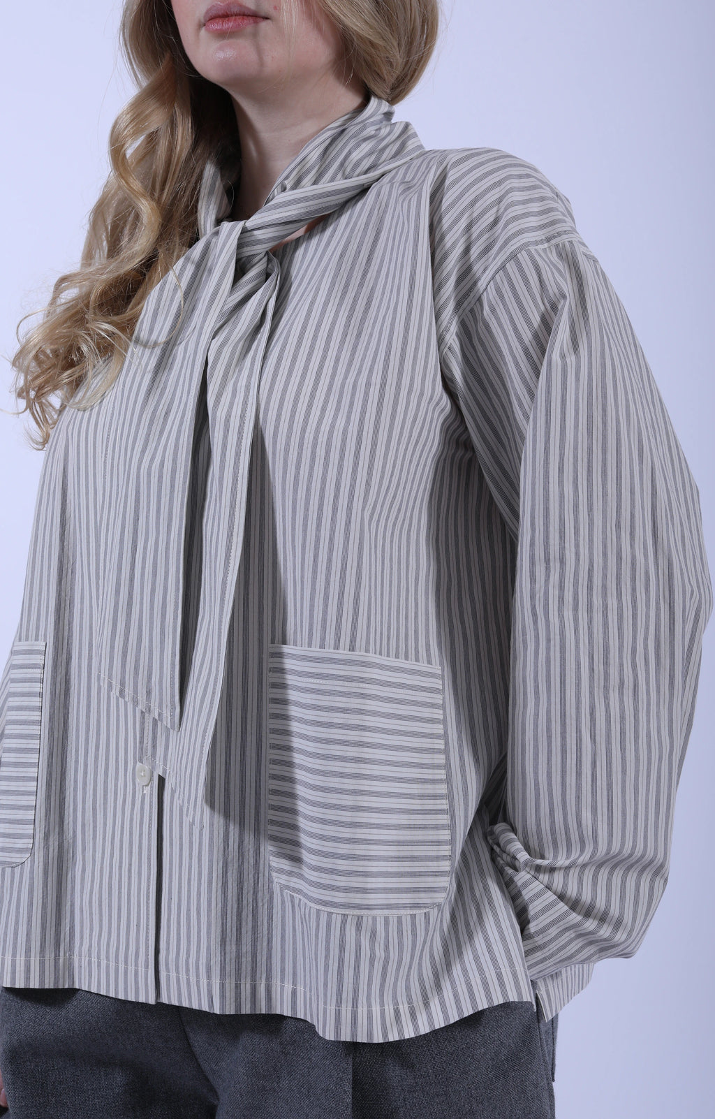 Dorothy Shirt Natural/Navy/Grey Stripe