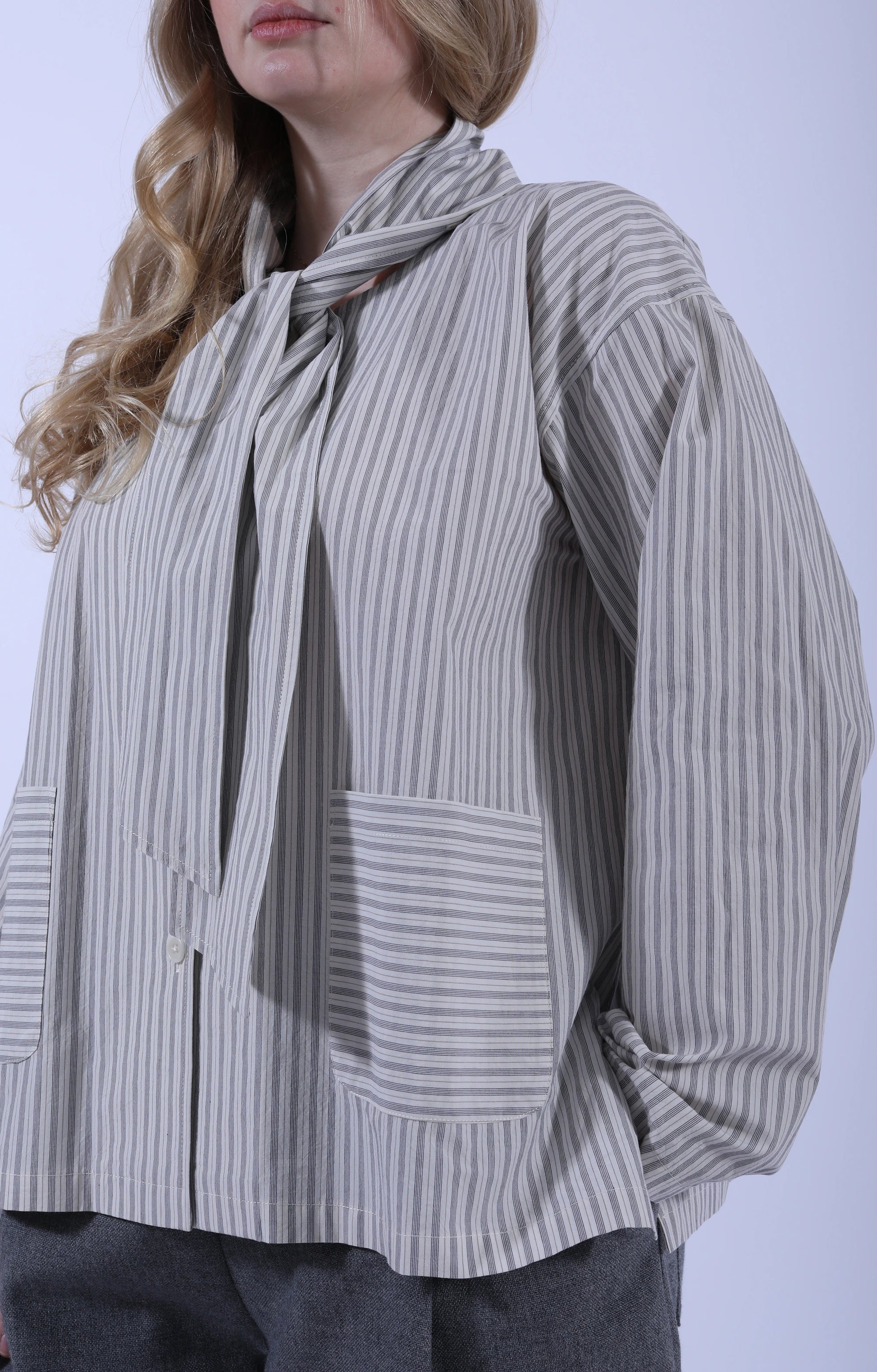 Dorothy Shirt Natural/Navy/Grey Stripe