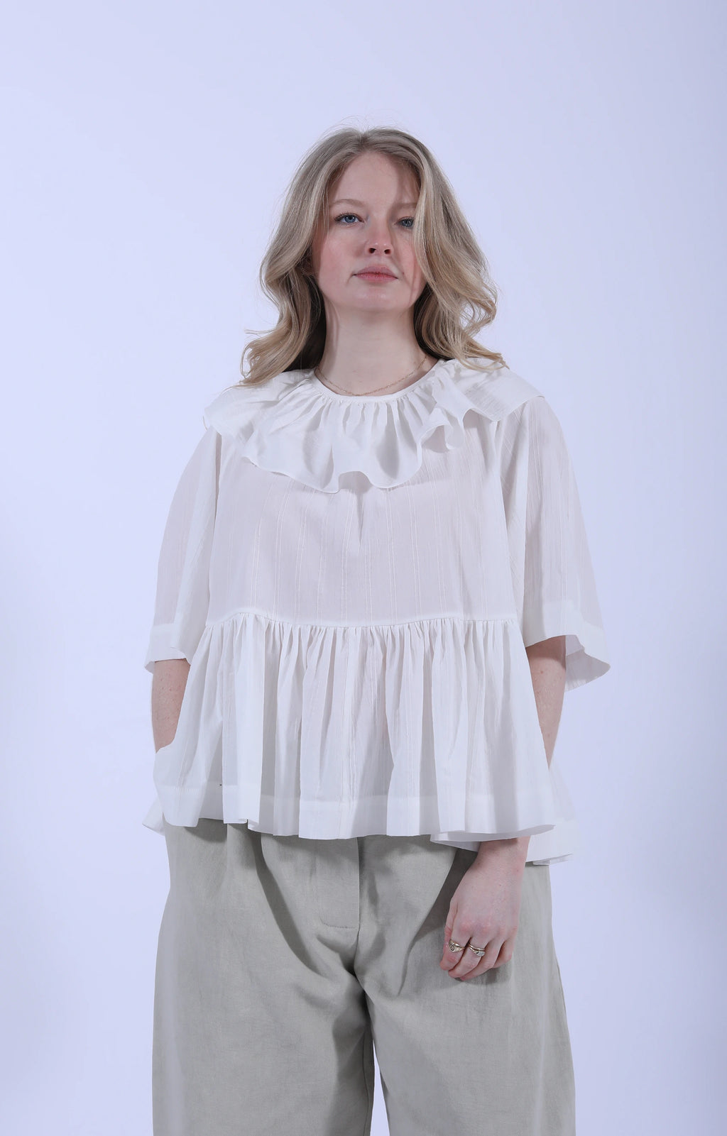 Delilah Ruffle Top White