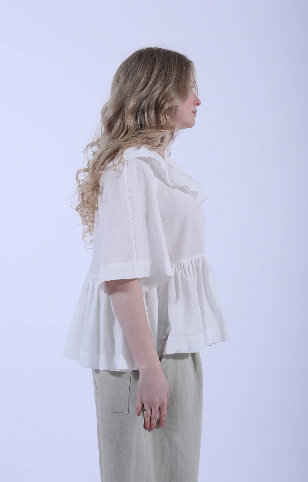 Delilah Ruffle Top White