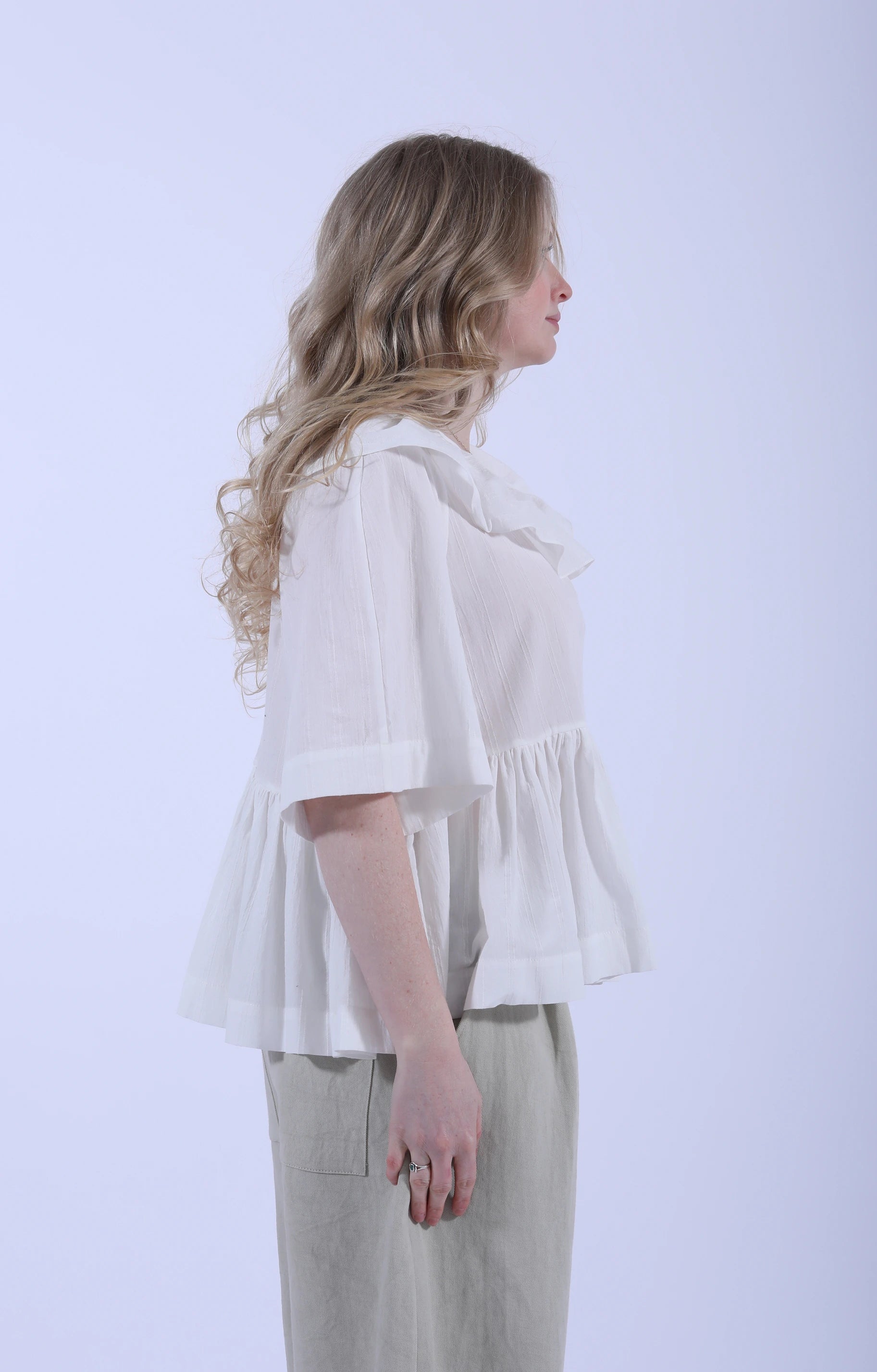 Delilah Ruffle Top White