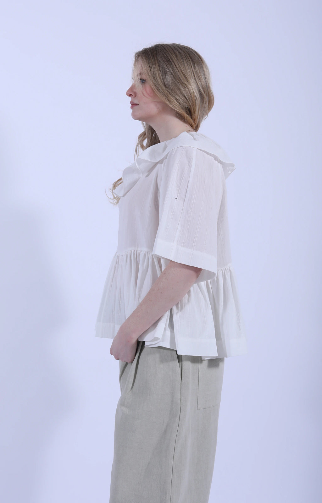 Delilah Ruffle Top White