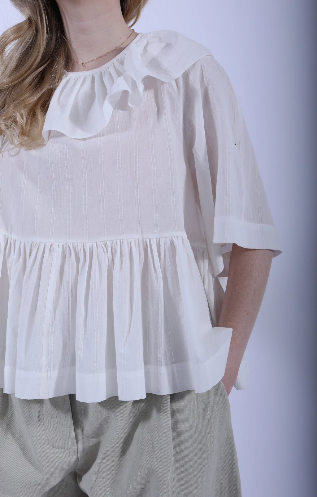 Delilah Ruffle Top White