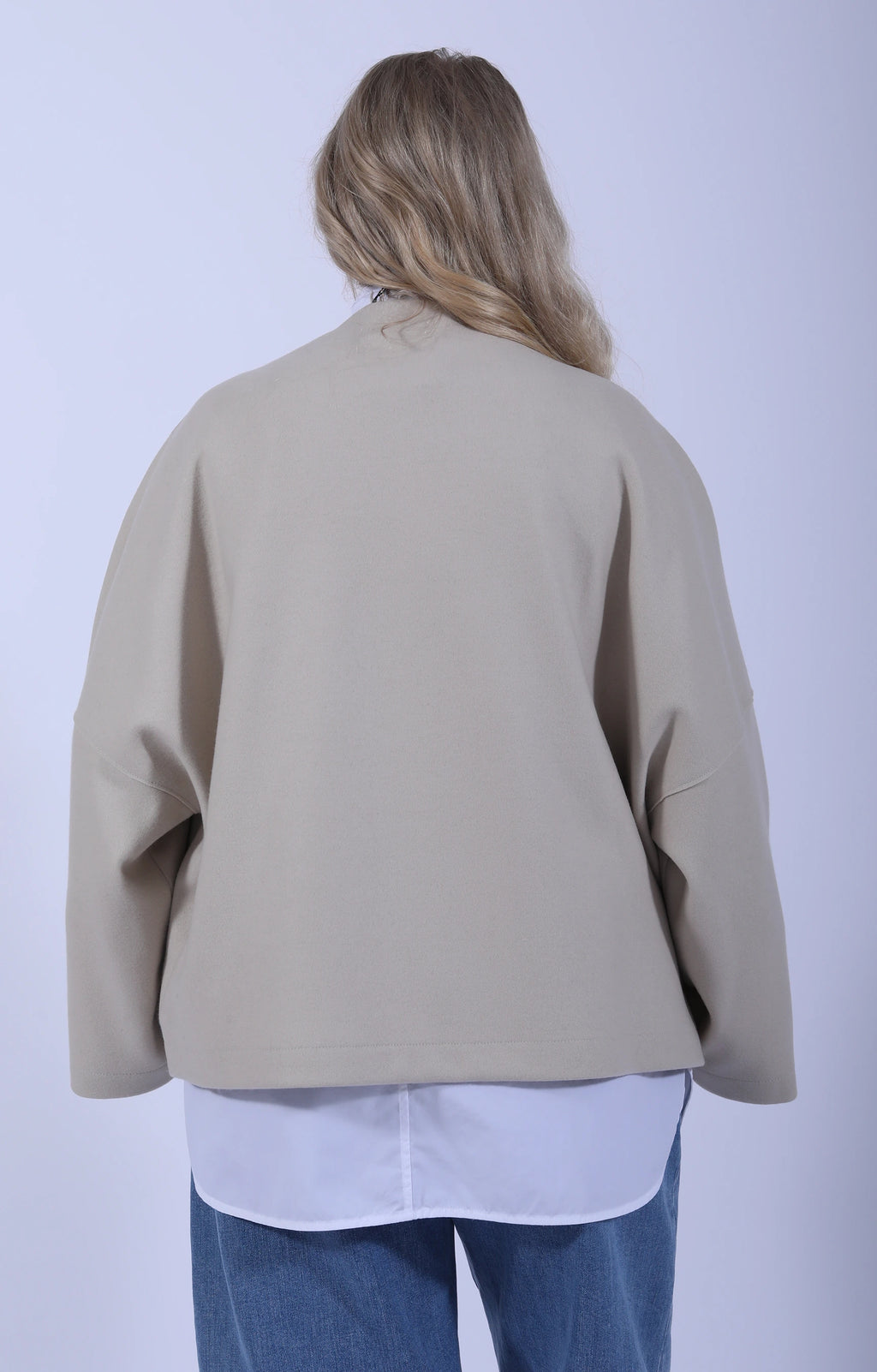 Collarless Cape Cashmere Blend Almond
