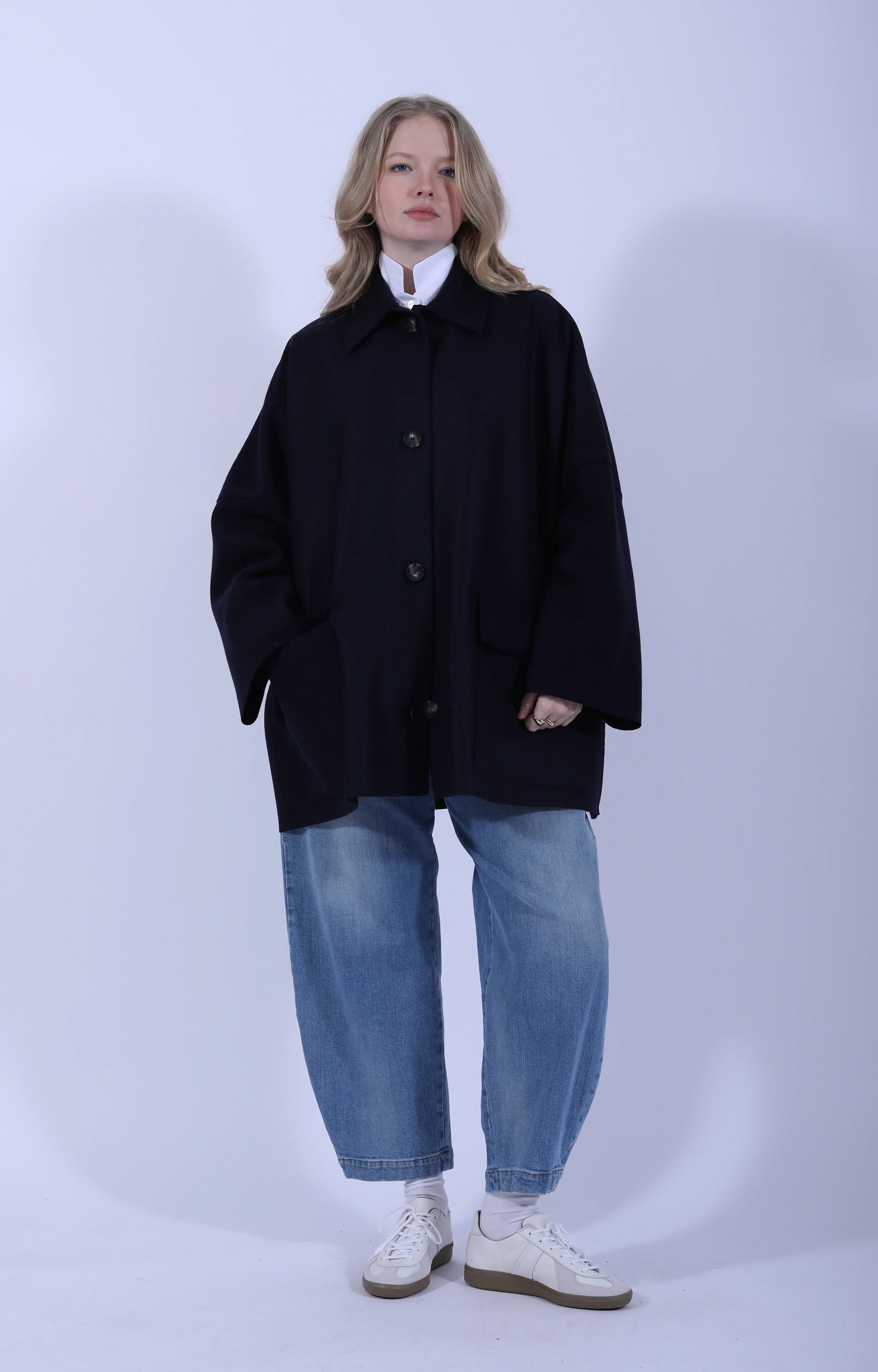 Oversized Jacket Wool Navy Blue