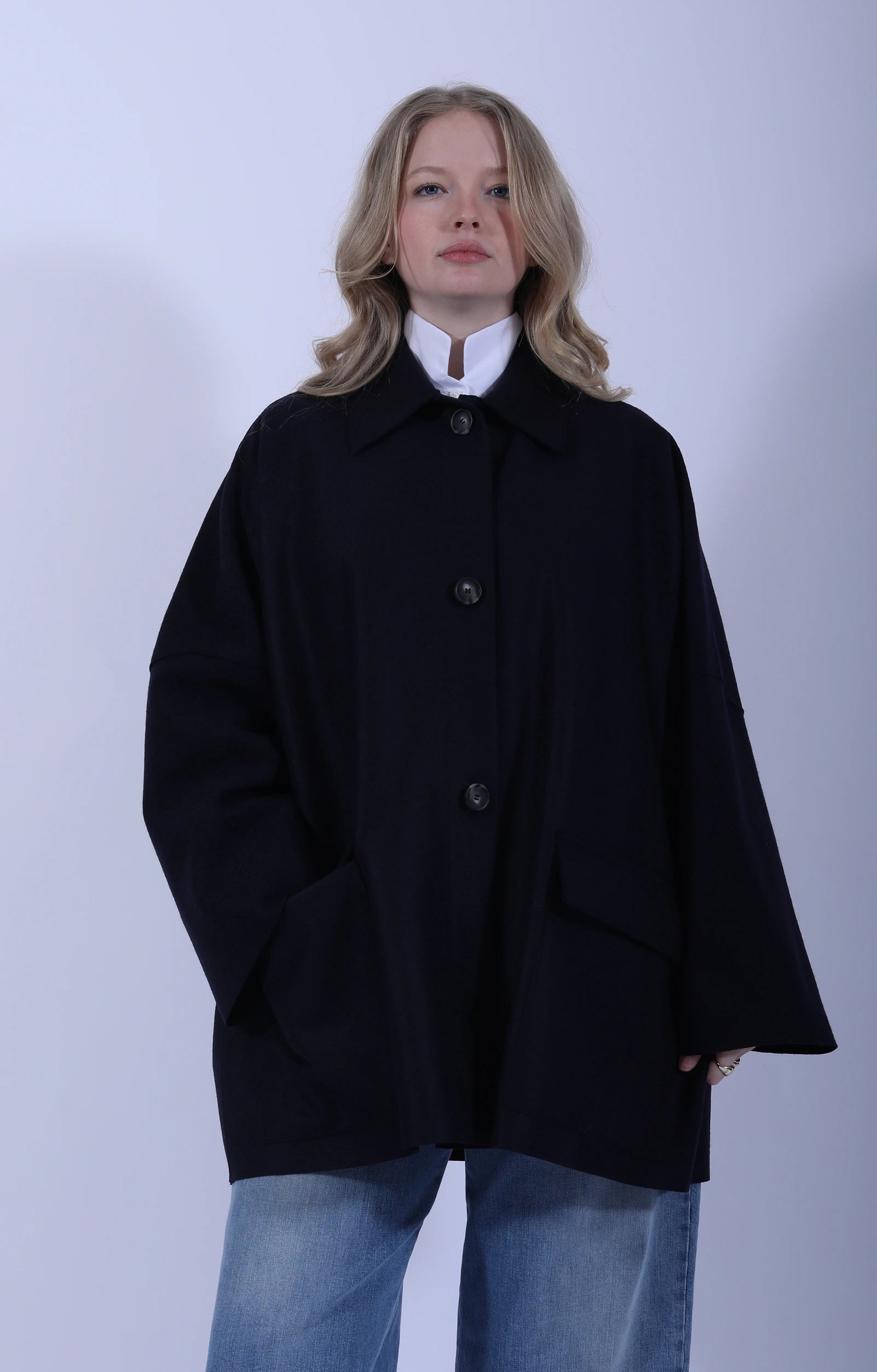 Oversized Jacket Wool Navy Blue