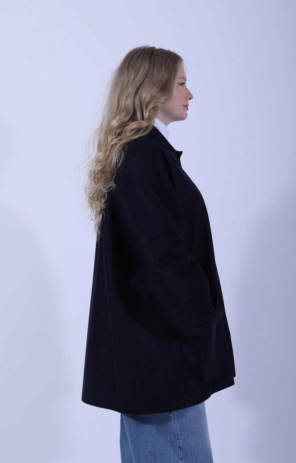 Oversized Jacket Wool Navy Blue