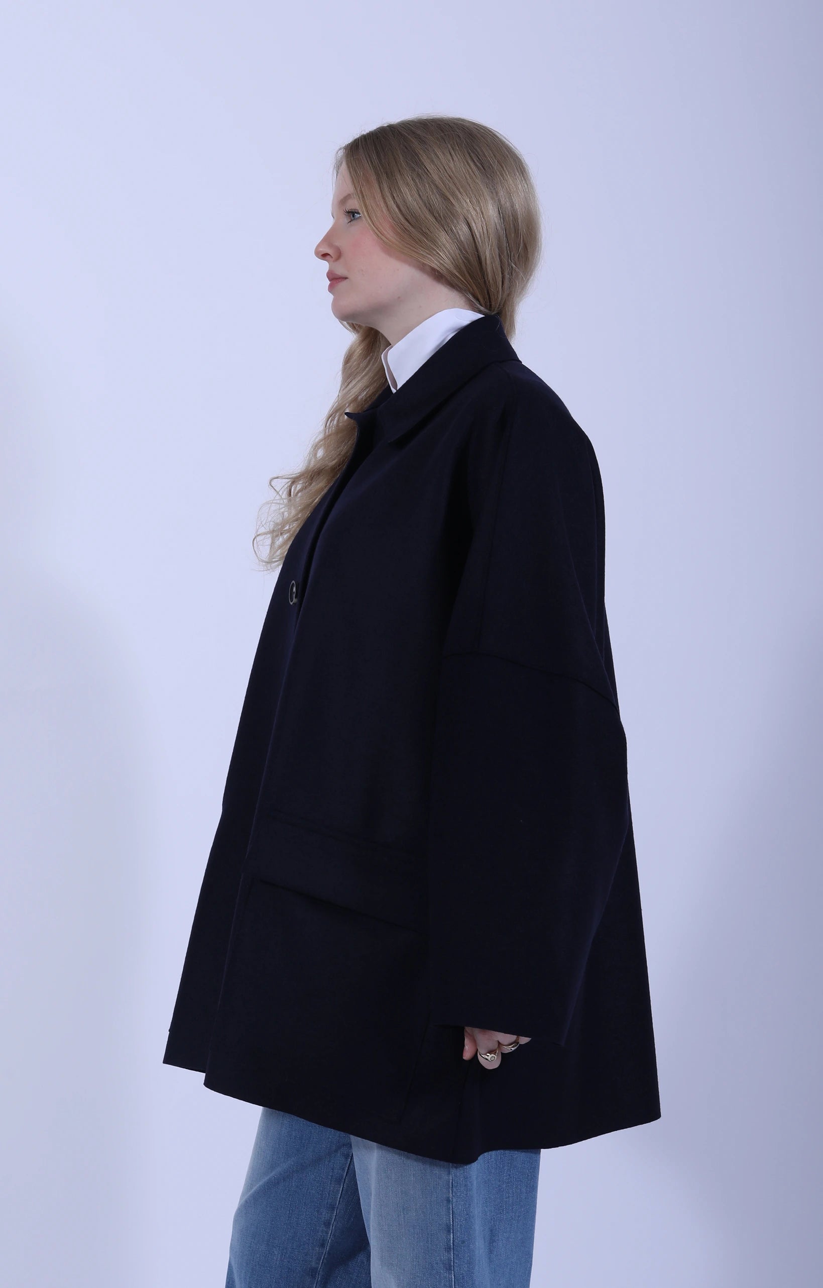 Oversized Jacket Wool Navy Blue