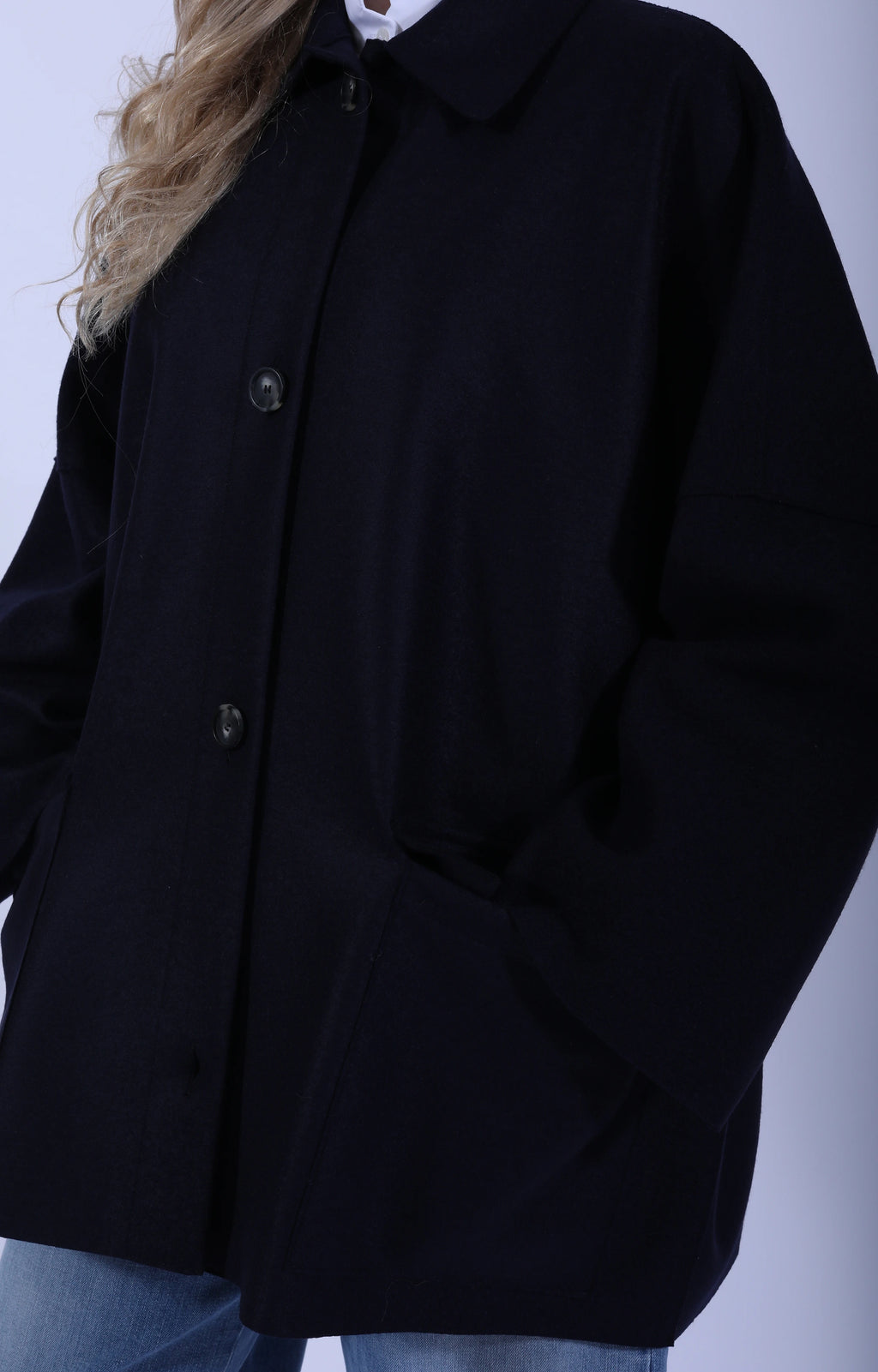 Oversized Jacket Wool Navy Blue
