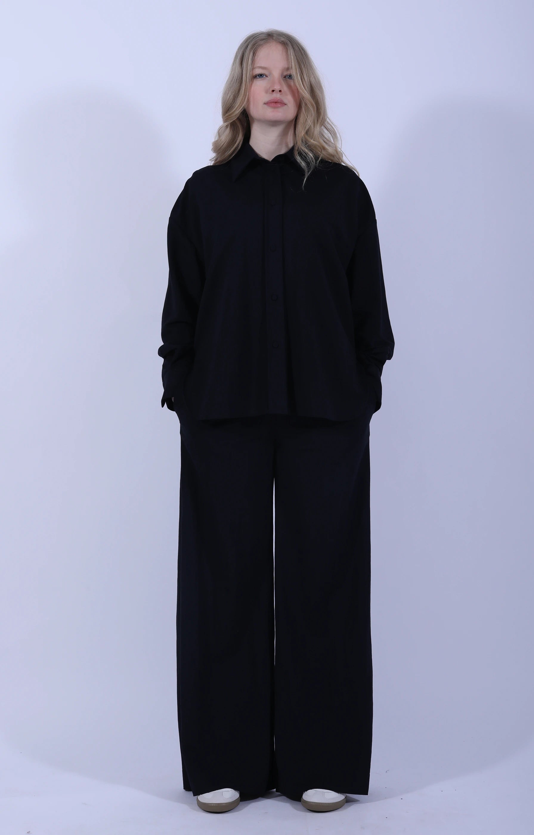Oversized Shirt Rayon Navy Blue