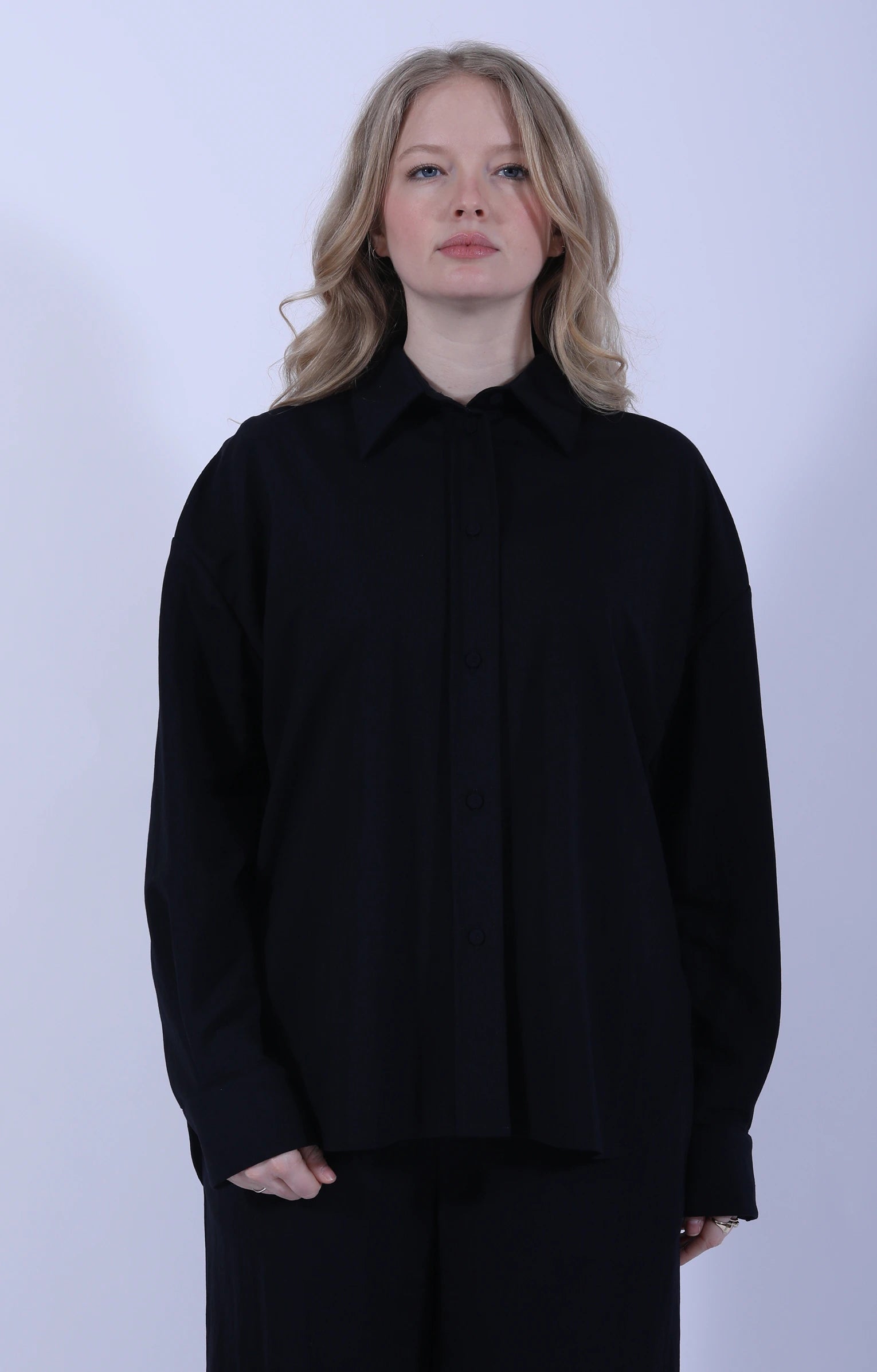 Oversized Shirt Rayon Navy Blue