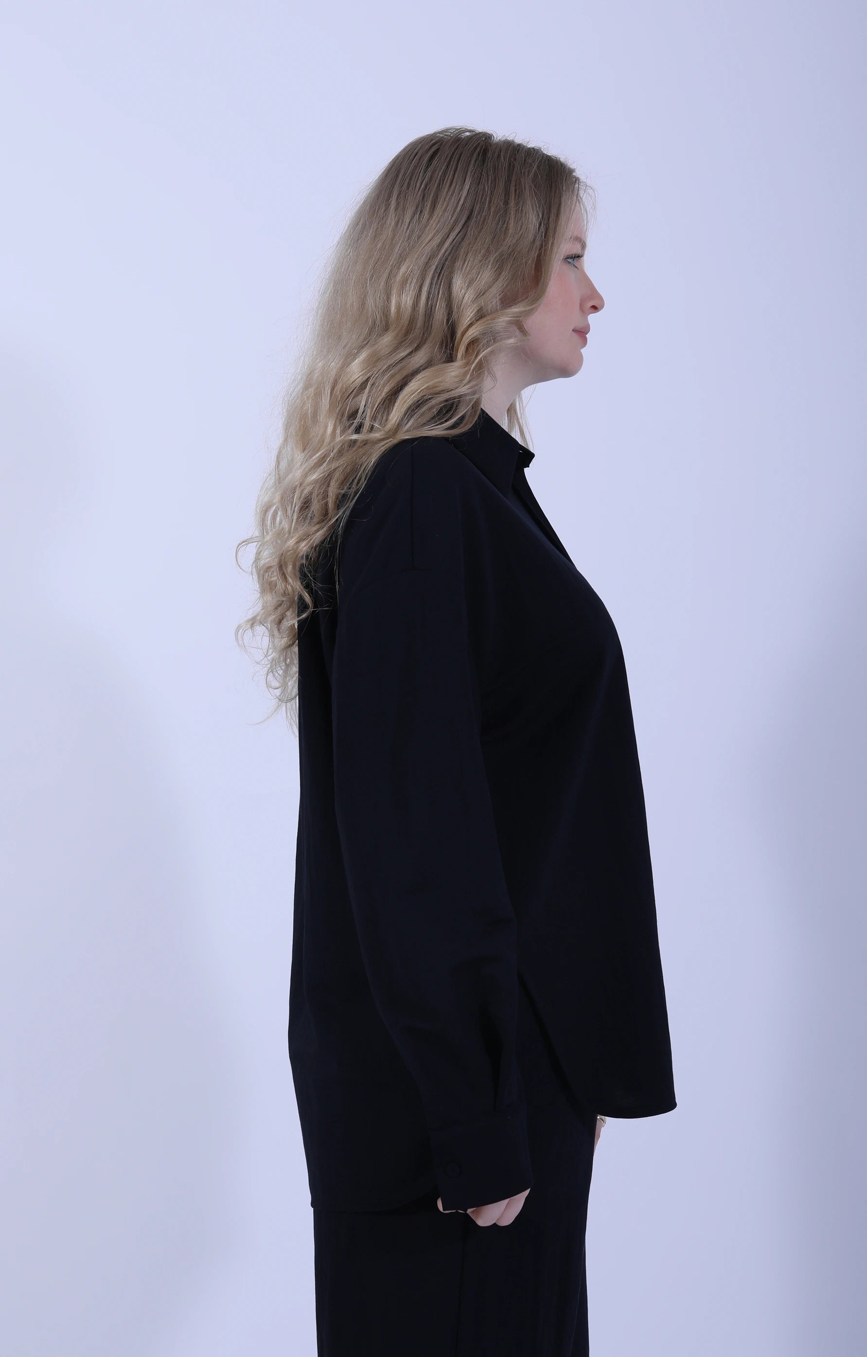 Oversized Shirt Rayon Navy Blue