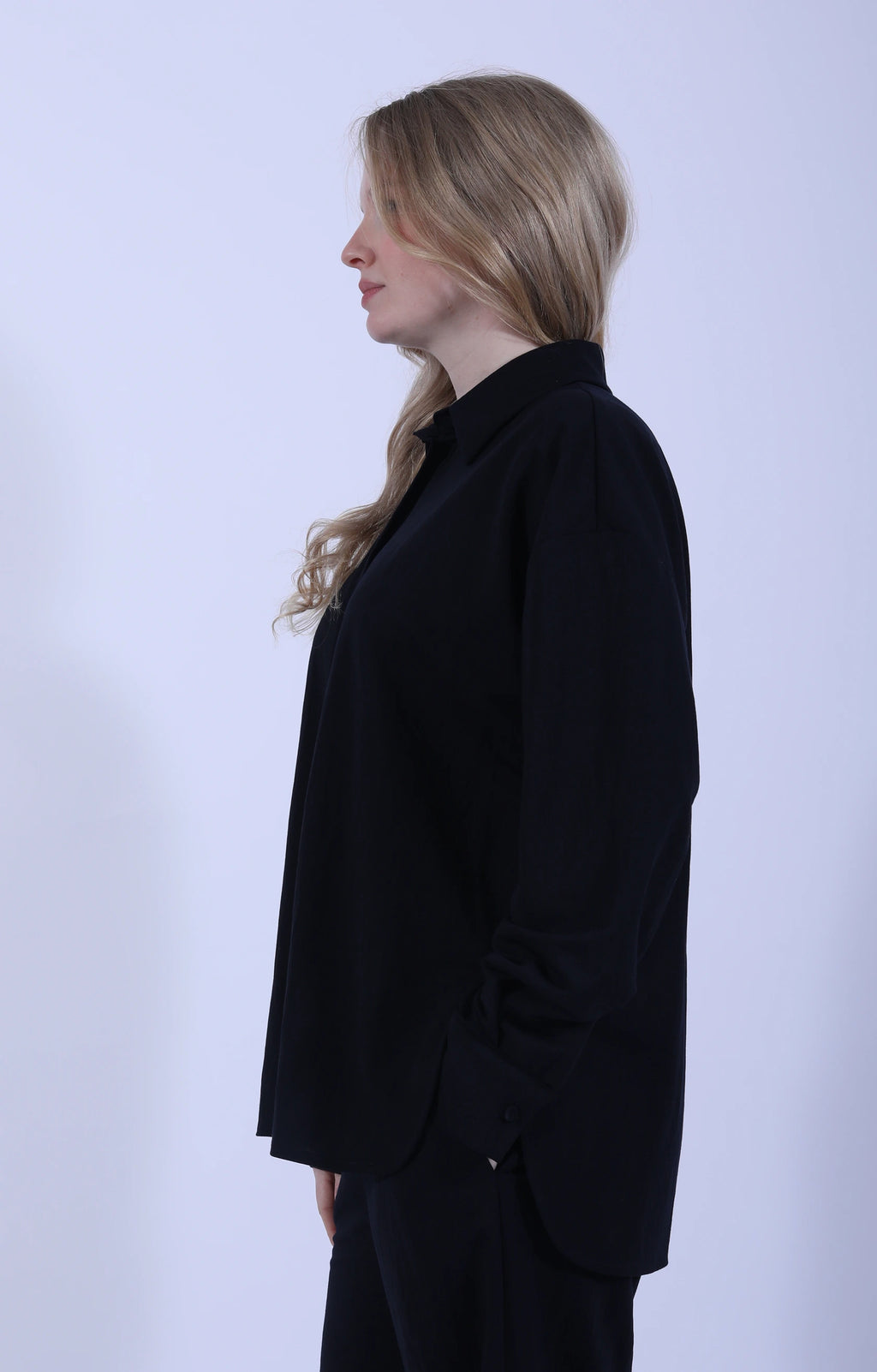 Oversized Shirt Rayon Navy Blue