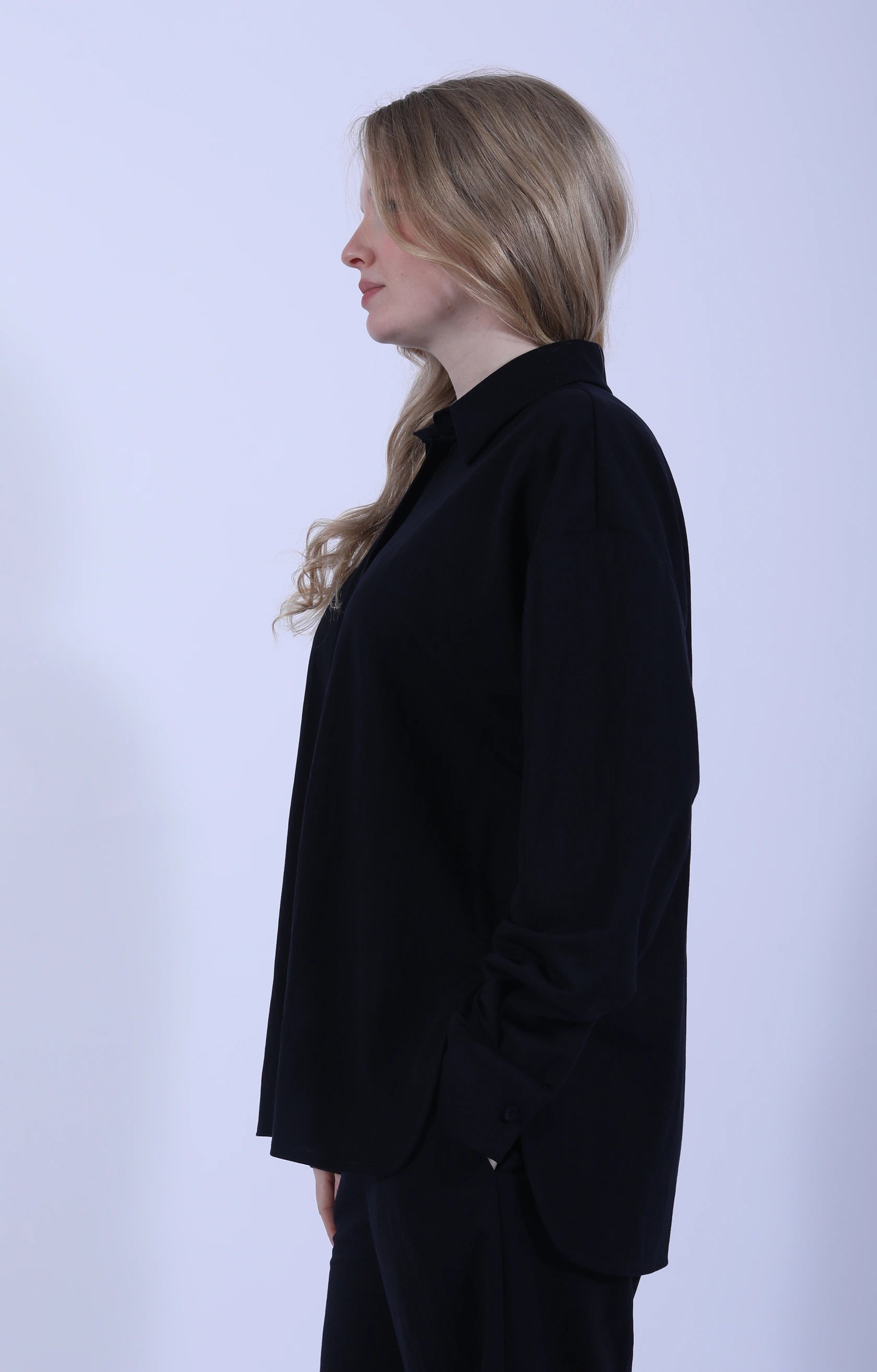 Oversized Shirt Rayon Navy Blue