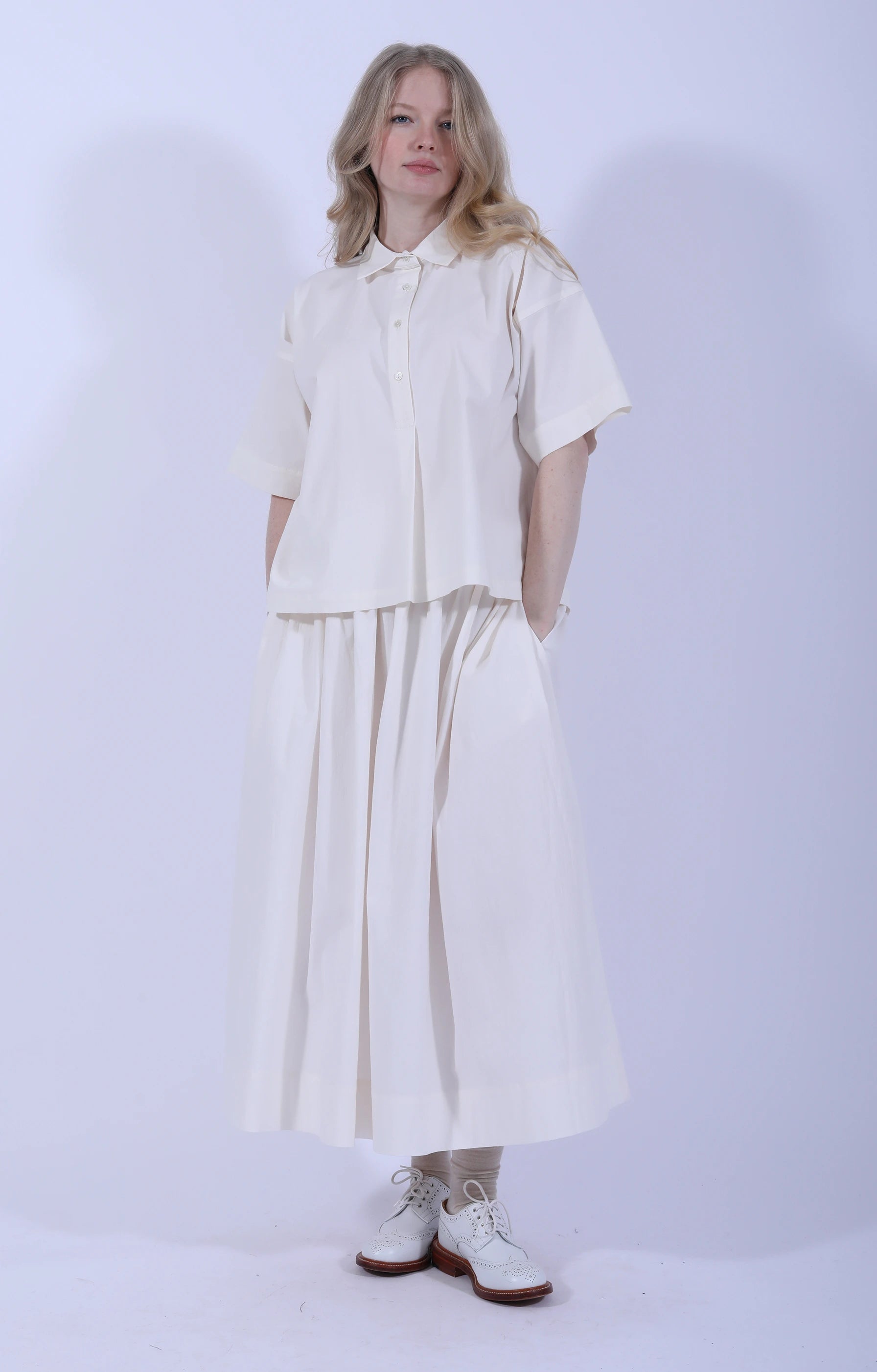 Cream White Collar Shirt