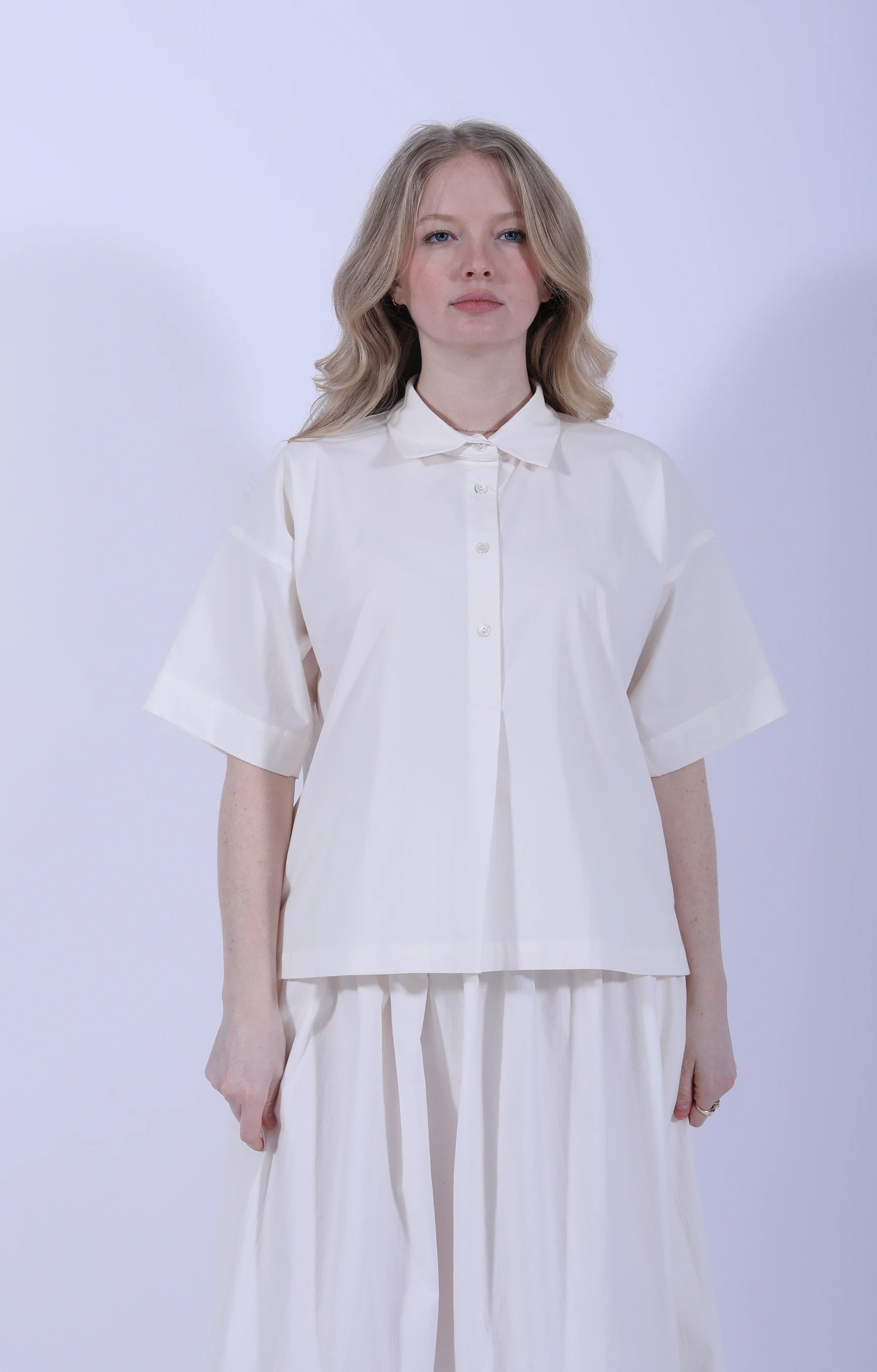 Cream White Collar Shirt