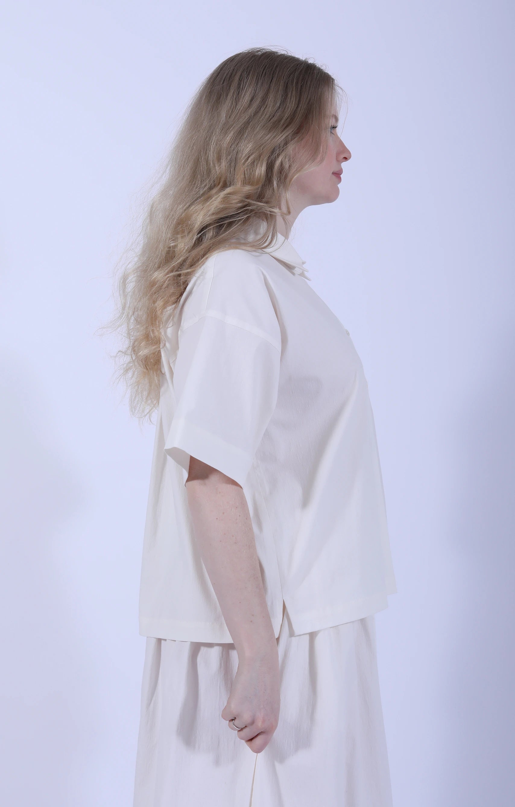 Cream White Collar Shirt