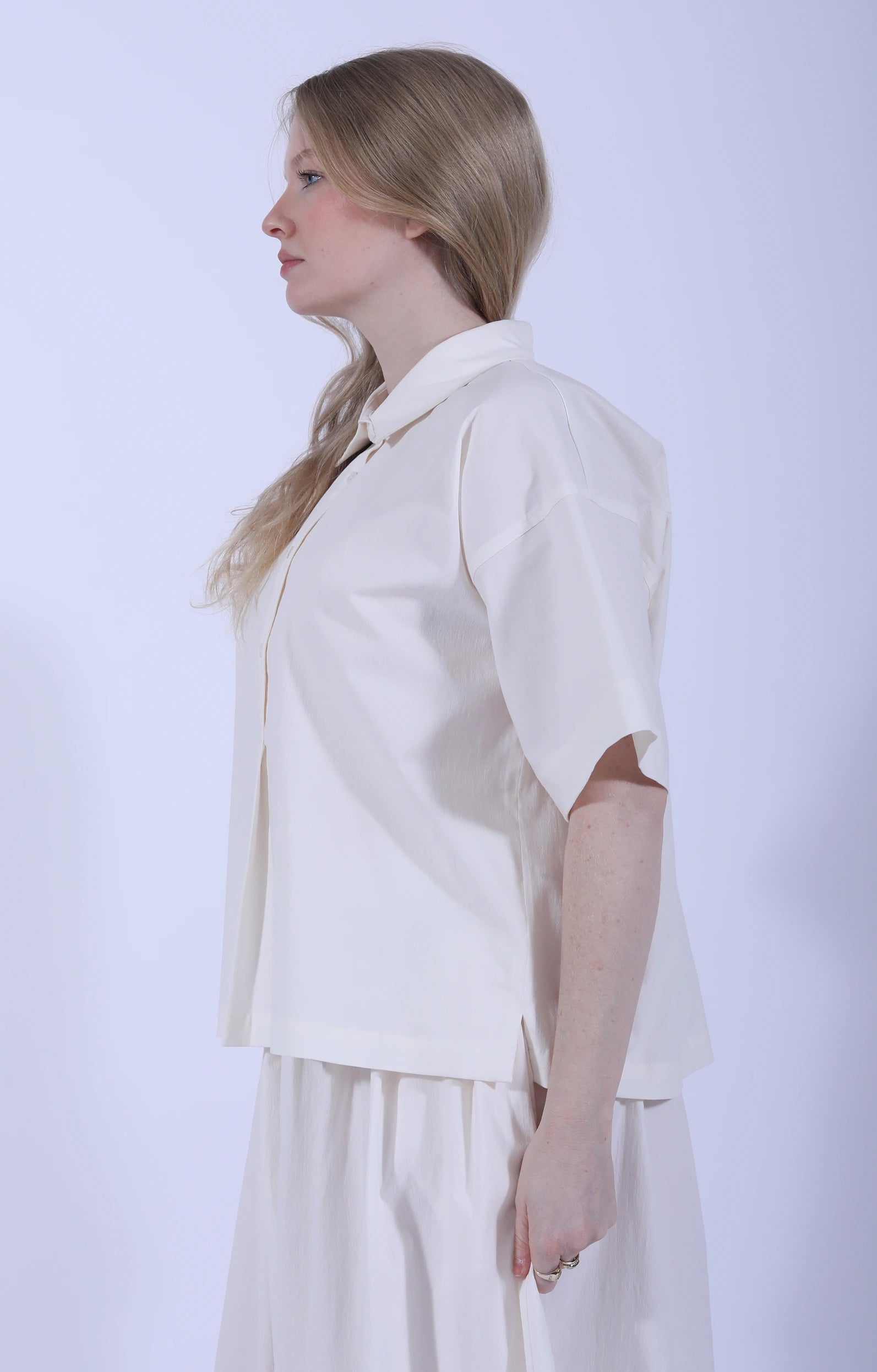 Cream White Collar Shirt