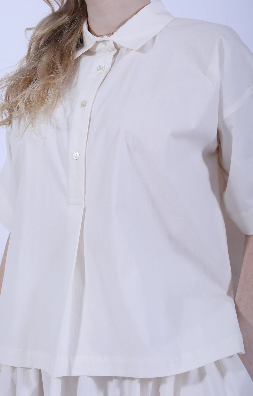 Cream White Collar Shirt