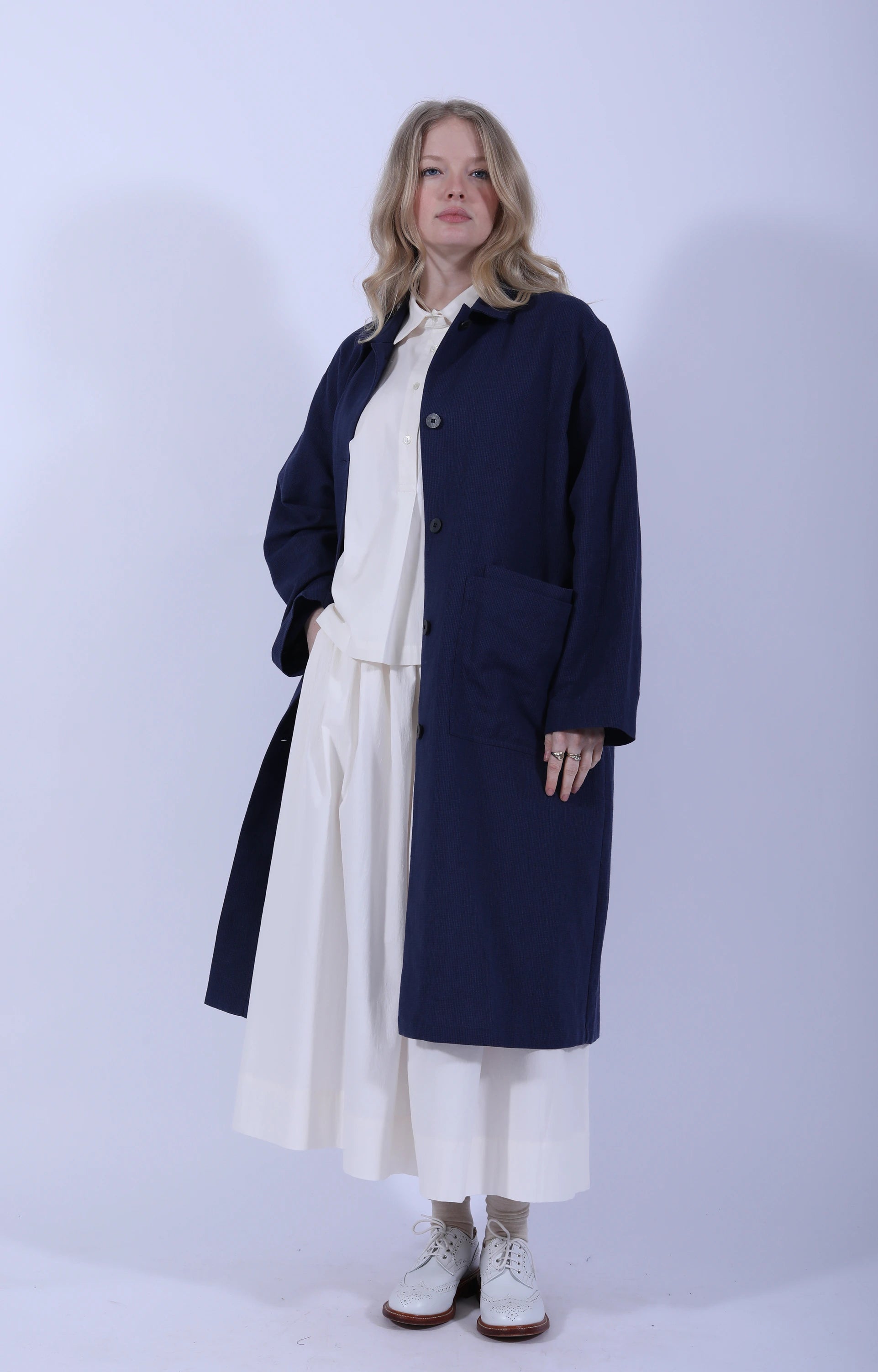 Indigo Gingham Long Jacket